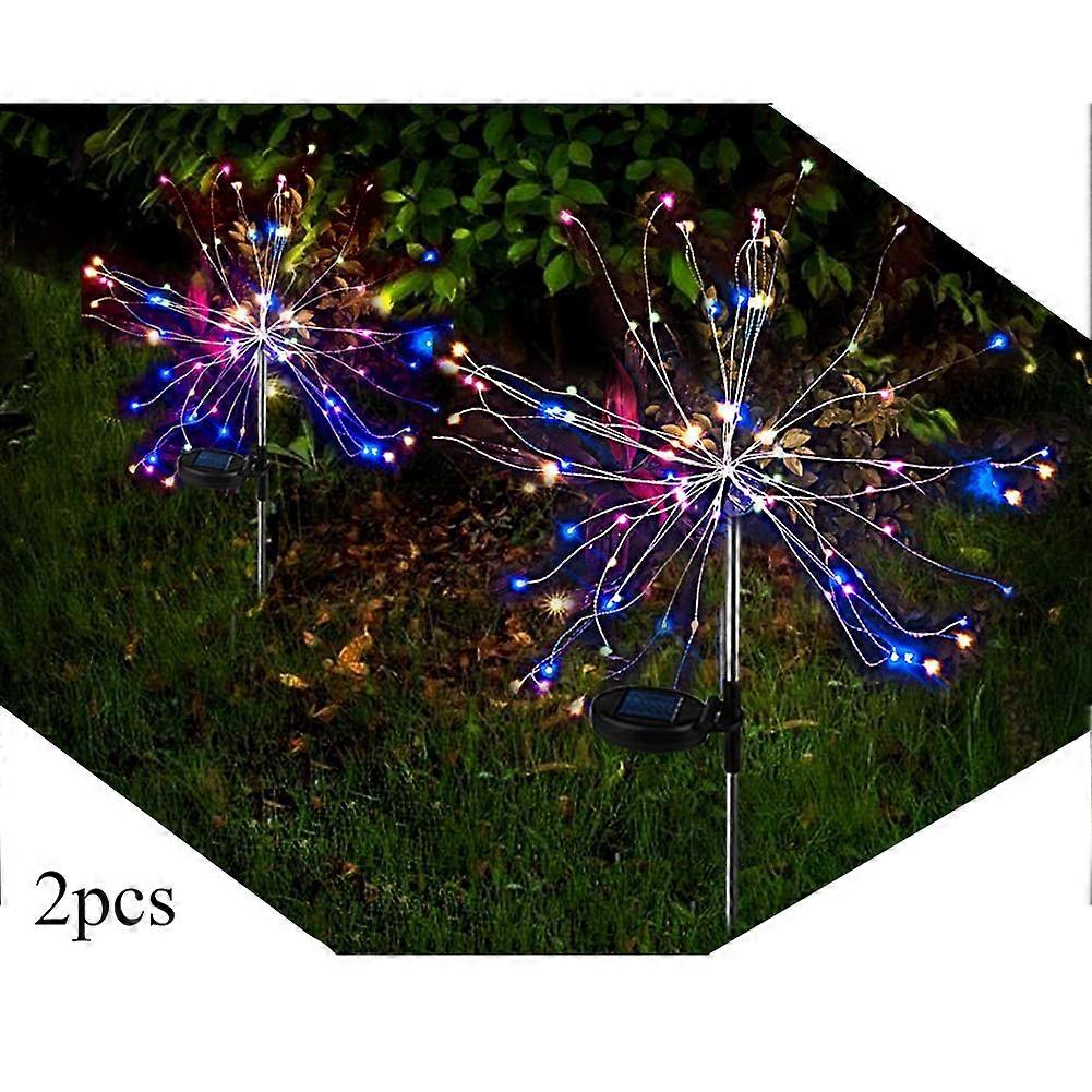 Solar Garden Lights for Yard, Automatic Light Sensor Outdoor Waterproof Decorative Lights with Flexible Copper Wires, Sparkling Effects and 2