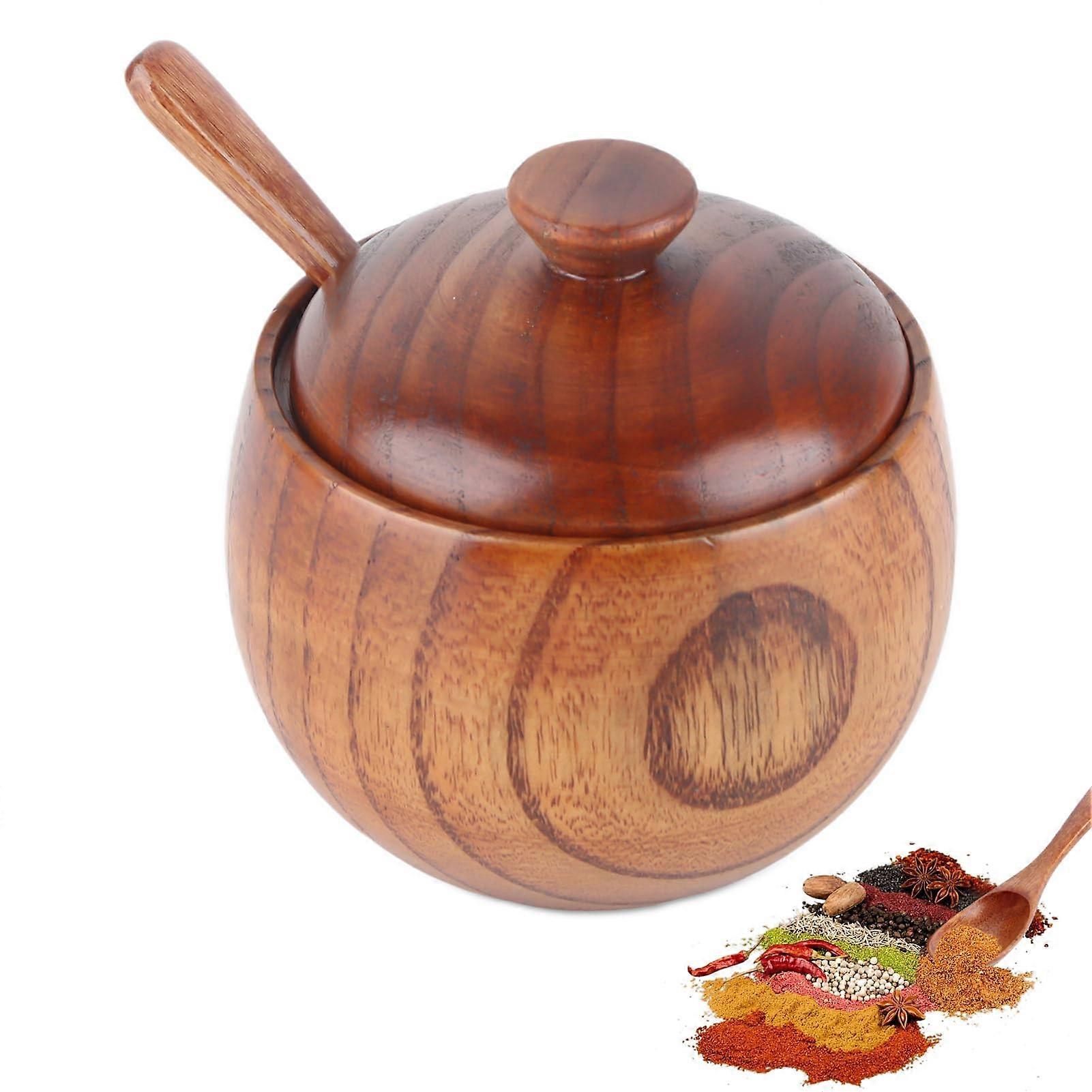 Solid Wood Spice Jar for Kitchen Storage and Organization