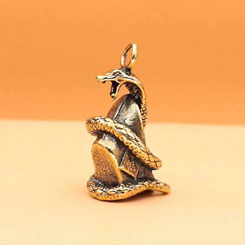 Antique Brass Snake Statue Miniature Figurines Zodiac Animal Desk Decoration Ornaments Brass Crafts Pendant
