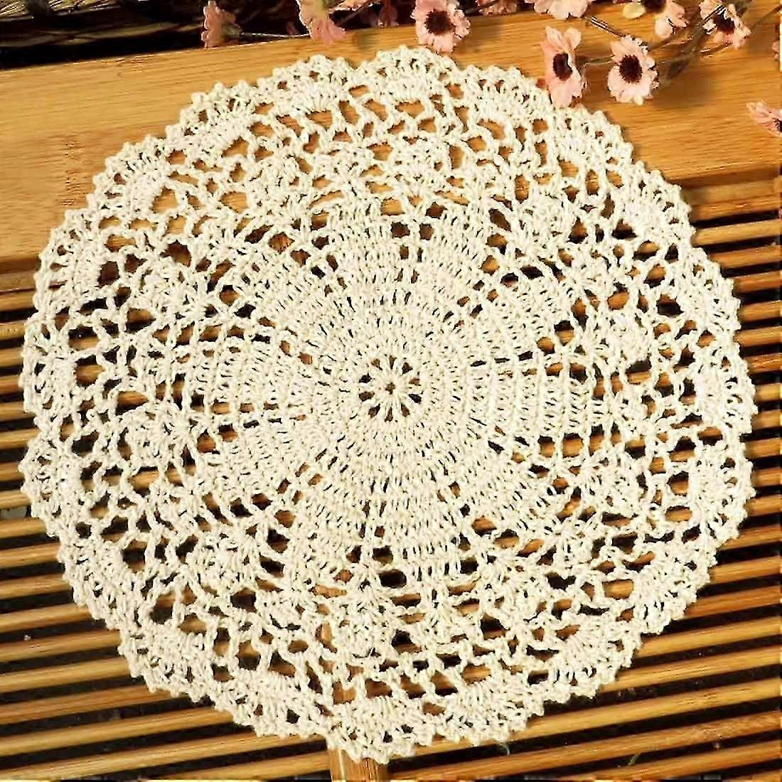 Crochê de algodão renda mesa placemats Doilies Value Pack, 4pc, Pérsia, Bege, 7 polegadas