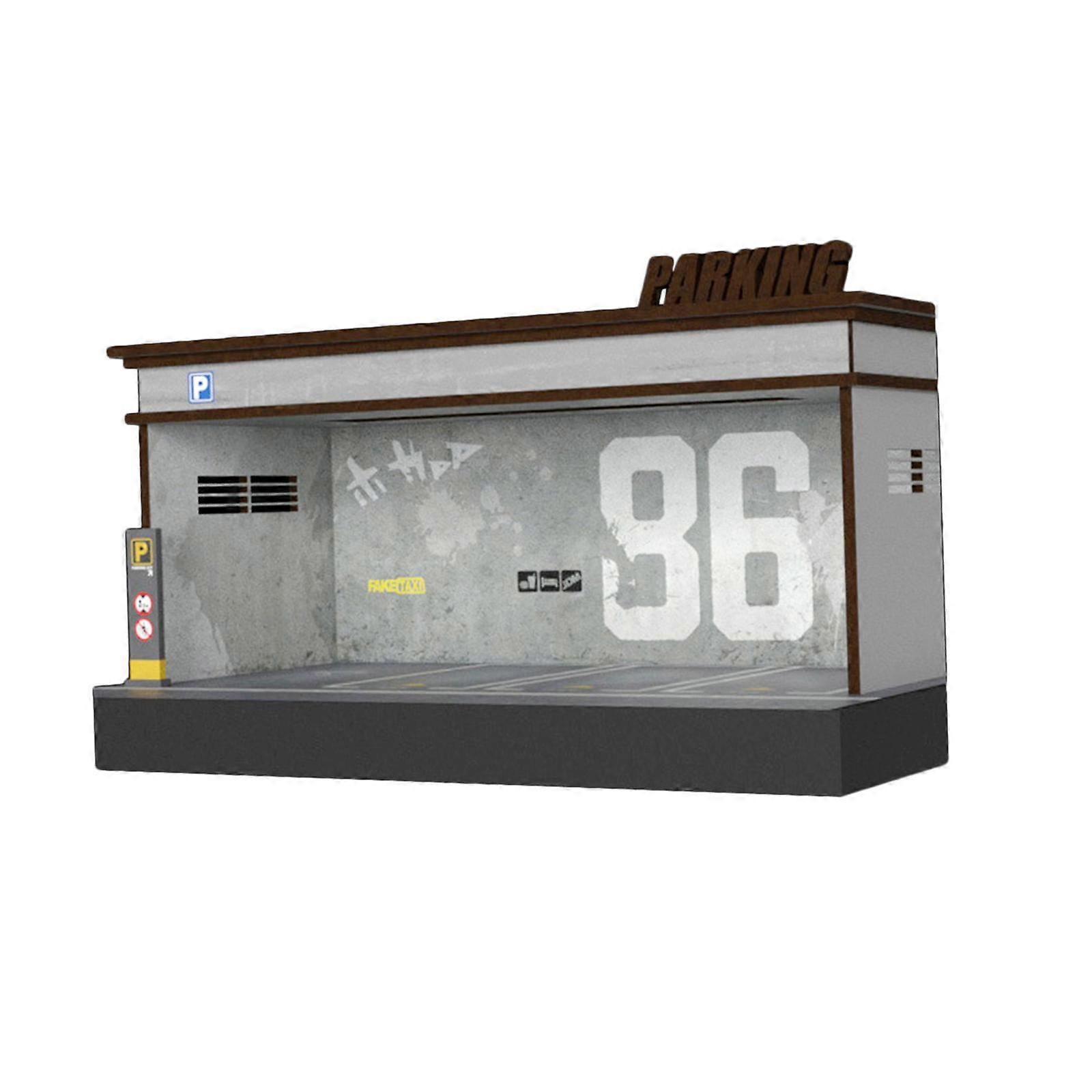 1/64 Parking Lot Scene Display Case Model Car Garage Desktop Decor Layout