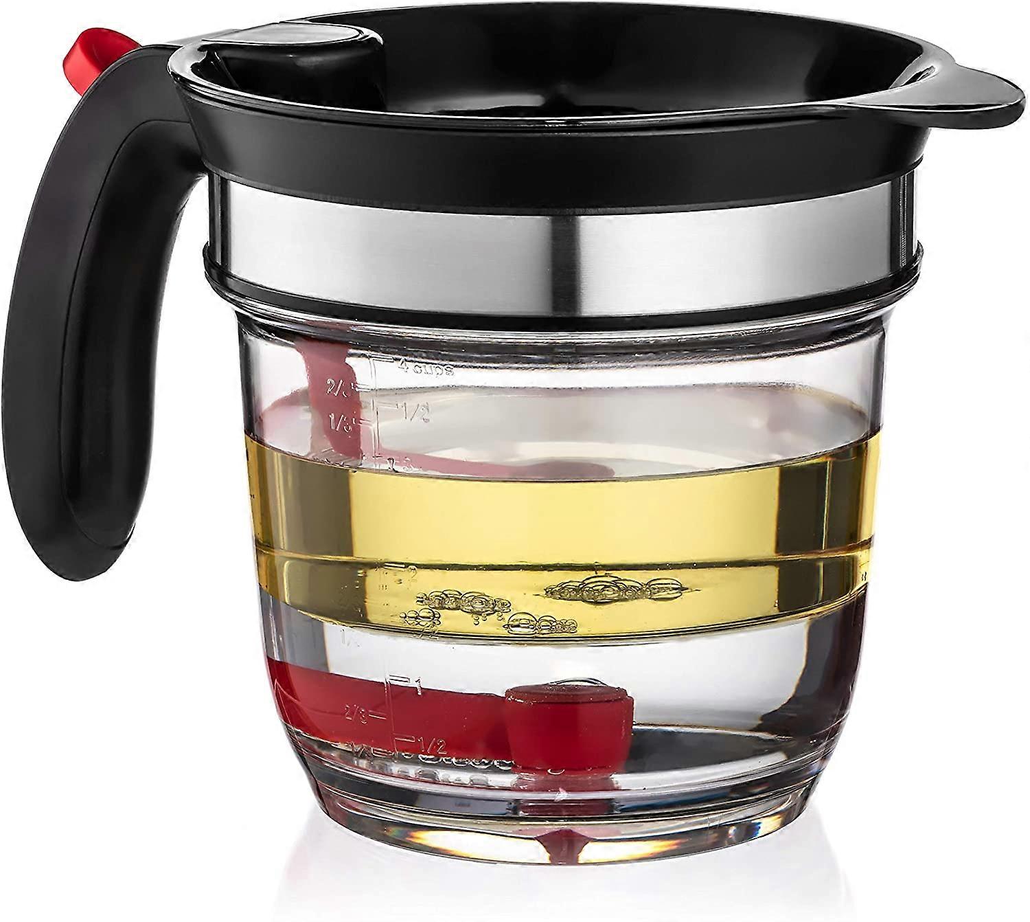 Fat Separator Measuring Cup and Colander with Bottom Release