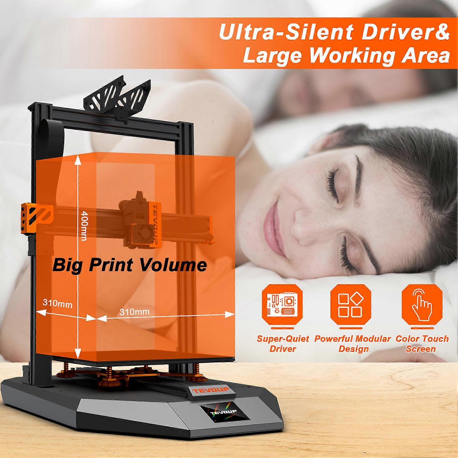 2 in 1 3D Printer Engraver 305x305x400mm Build Volume, Fast Heating Bed, 4.3 Inch Touchscreen, Auto Leveling