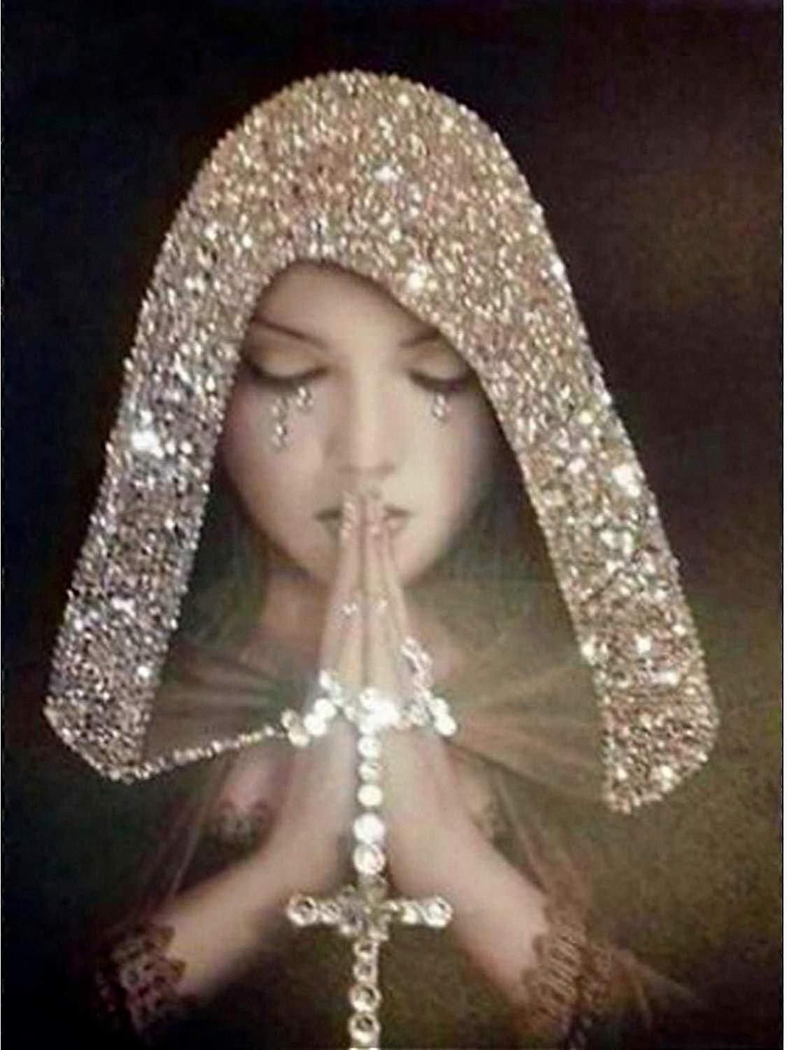 ערכת אמנות יהלומים 5D DIY לעיצוב הבית, סט רקמה שלם עם אבני חן קריסטל, עיצוב ילדה רוחנית