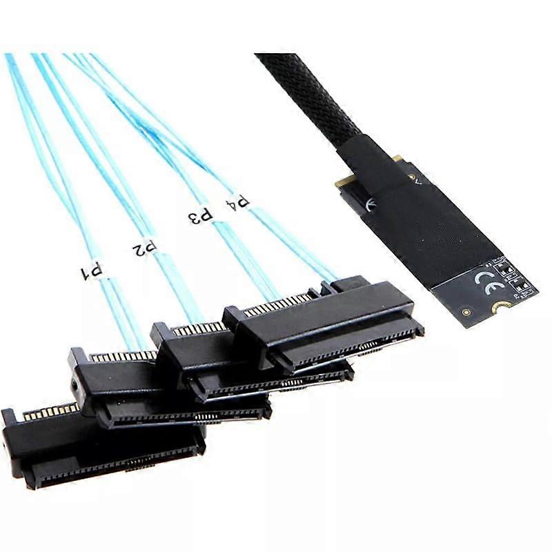 M.2 Mkey SFF-8643 to 4-Port SAS SFF-8482 Server Conversion Cable for High-Speed Data Transfer and Compatibility