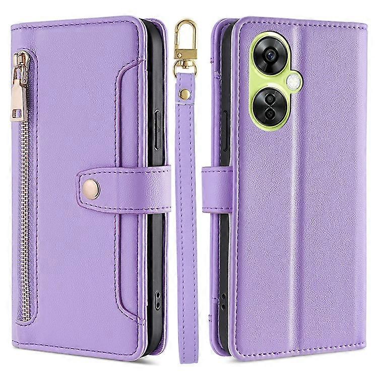 غطاء هاتف جلدي متوافق مع OnePlus Nord CE 3 Lite 5G حافظة محفظة أفقية مع جيب بسحاب