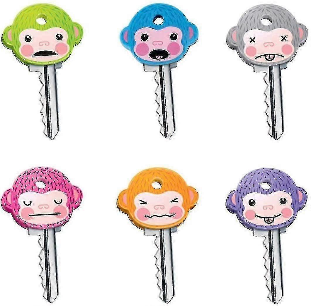 JiaWei 12pcs Colorful Top Key Covers,flexible Monkey Key Covers Key Covers For Easily Identify Door Key IVk