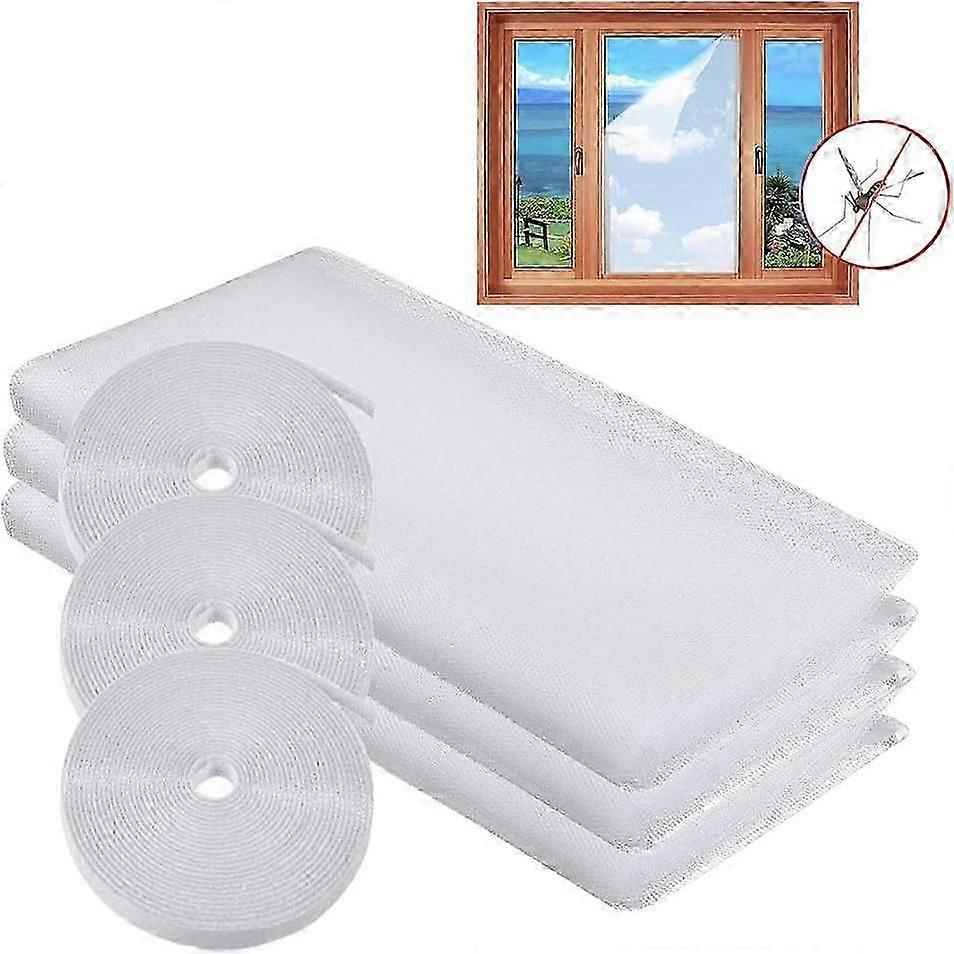 3 Pack DIY Self-Adhesive Mesh Curtain ,Fly Bug Bee Protector Screen 51x59 Inches with 3 Rolls Sticky Tape,Fitted to Multiple Windows