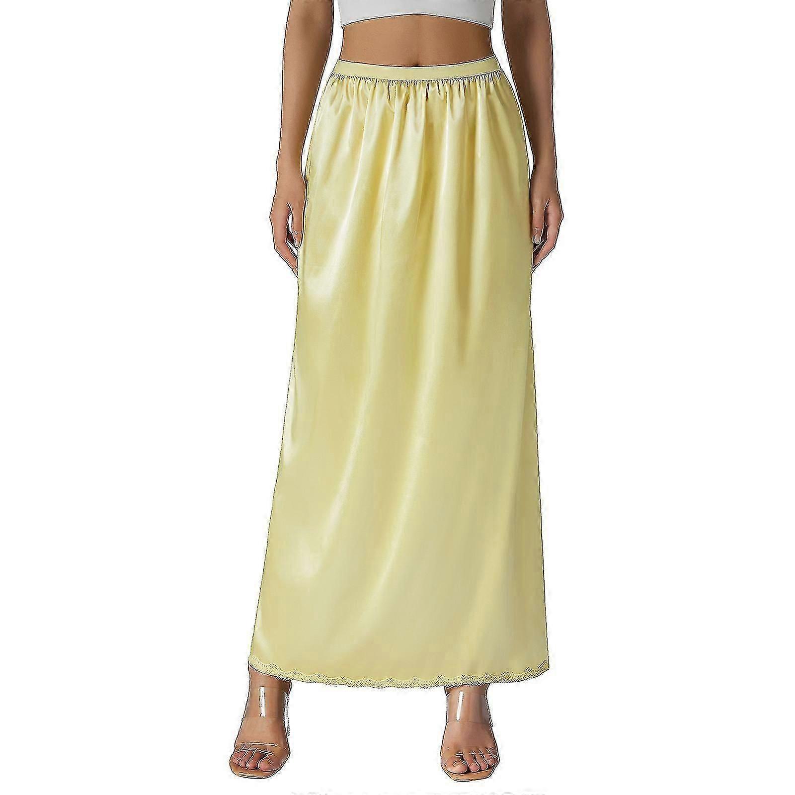 "Yarım Slip Dantel Uzun Lastikli Bel Alt Etek Bayan Saten Yarım Slip"