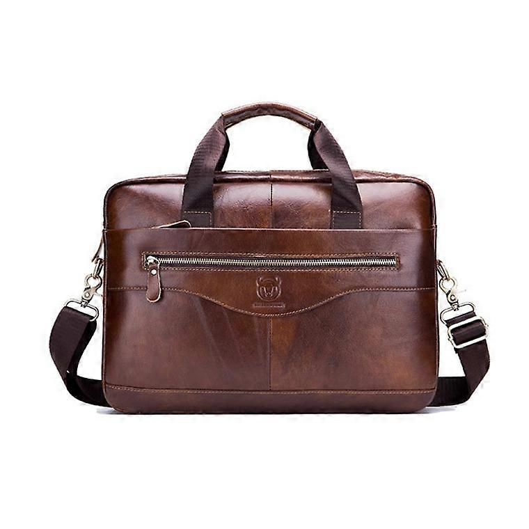 BUFF CAPTAIN 044 14 Inch Portable Computer Briefcase Men Leather Shoulder Messenger Bag 14 Inch Computer Briefcase