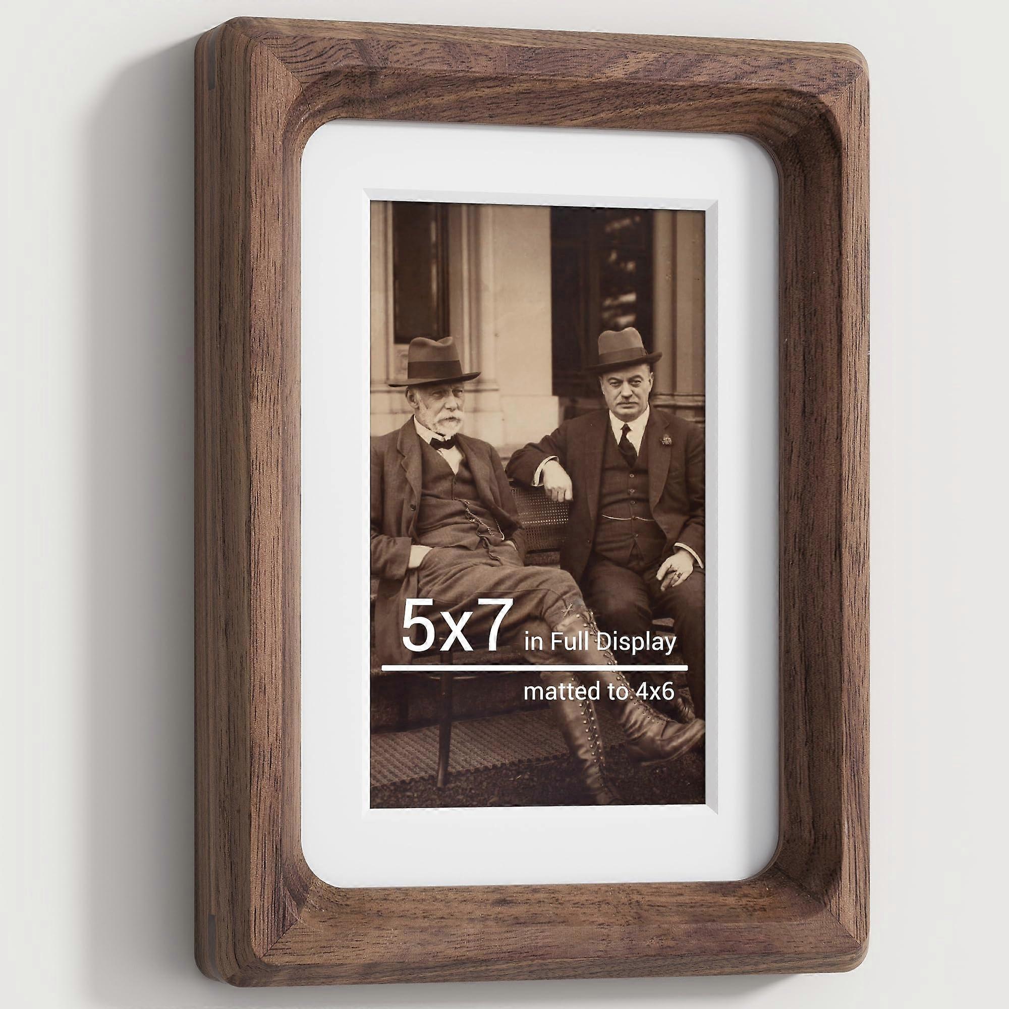 5x7 Picture Frames Natural Walnut,Original Wood Hand Make Crafted Photo Frame with Mat to 4x6