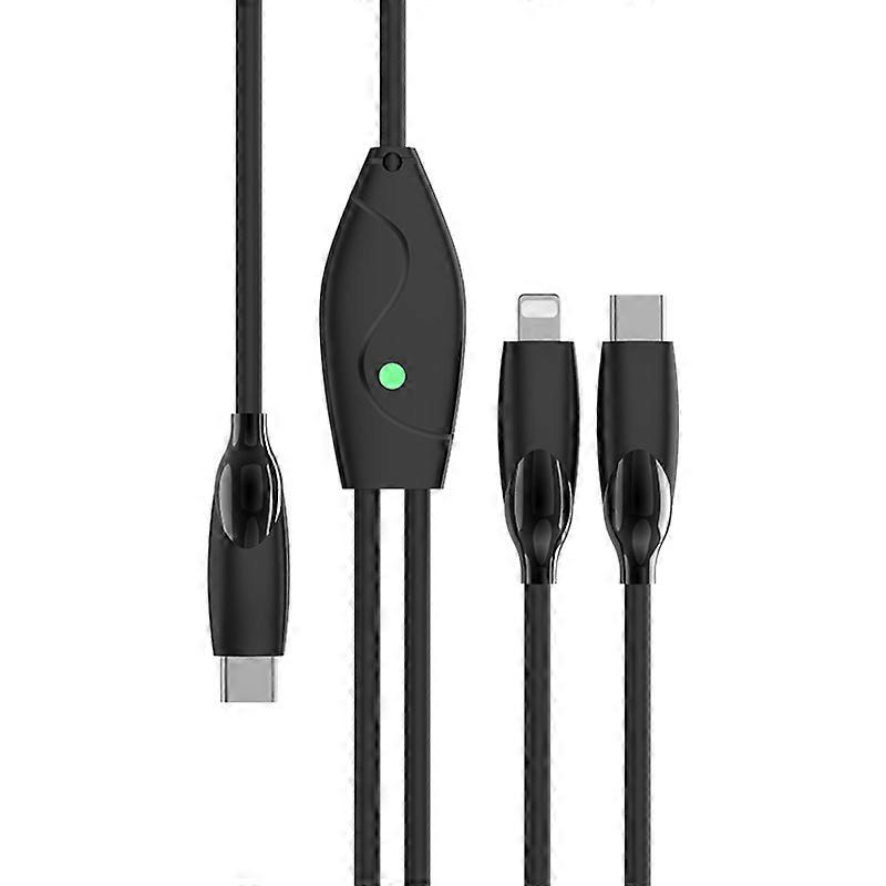 2m PD 100W Fast Charging Cable Type-C to Type-C+iP Charger Cord with Indicator Light