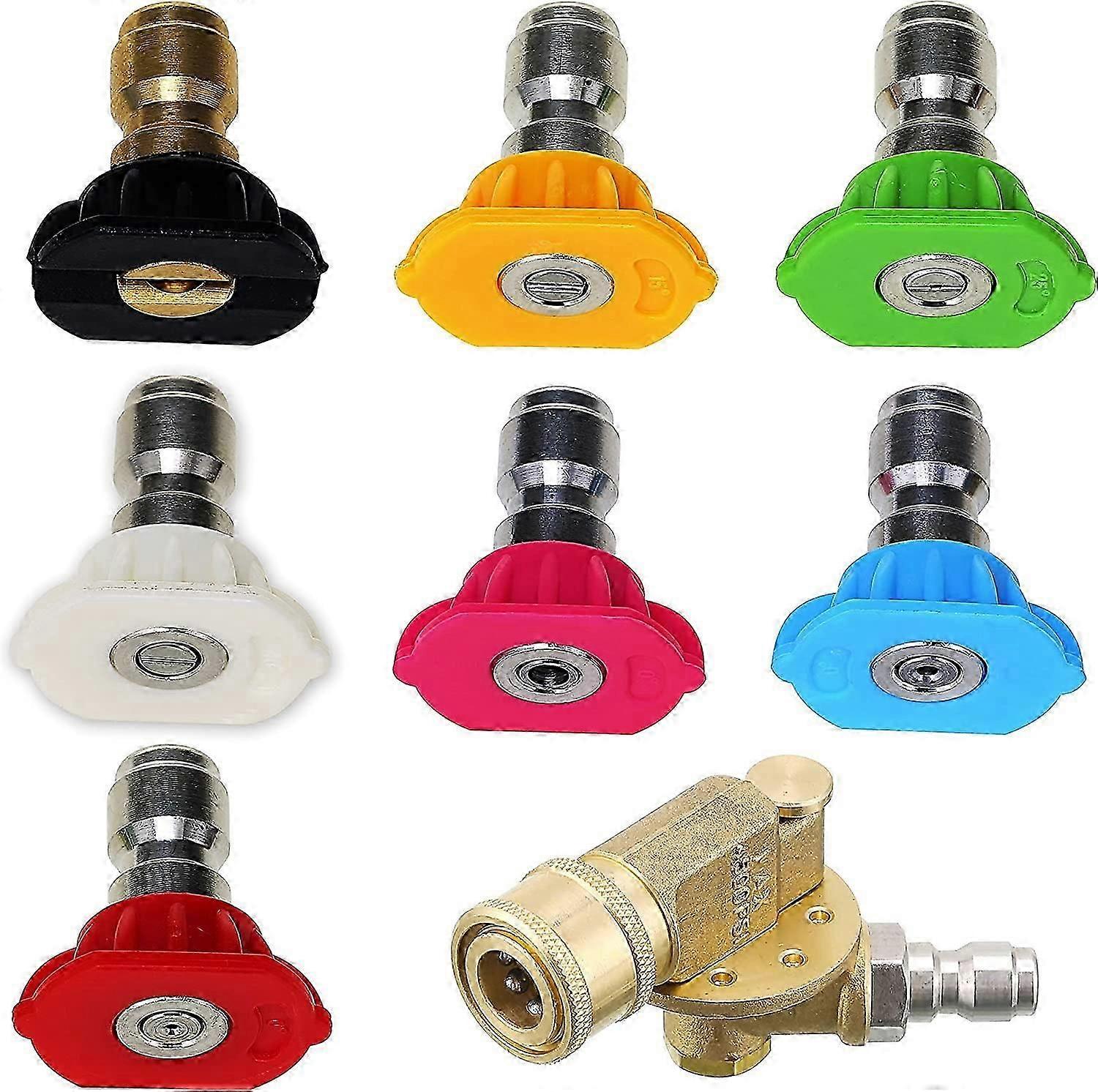 Pressure Washer Accessory Kit - 7 Power Washer Tips, Quick Connect - 1/4", 4500 PSI - 8 Pack