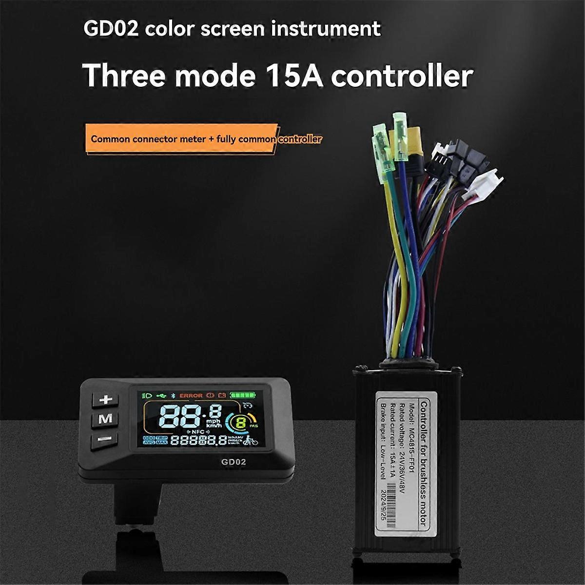 36V 48V 15A Brushless Controller GD02 Meter LCD Display 24V-60V+Throttle Kit for Electric Scooter E