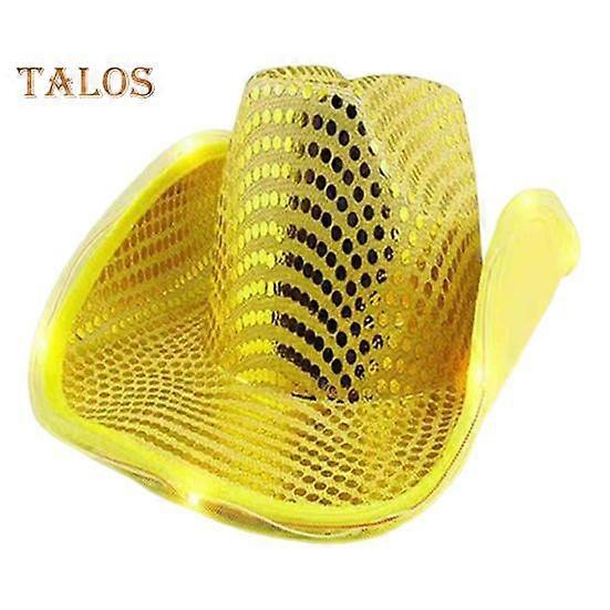 led כובע בוקרים מואר רטרו סגנון מערבי זוהר 5 צבעים זמינים שמשיה כובע נצנצים מסיבת חג המולד מועדוני לילה צילום הופעה כובע פרופ