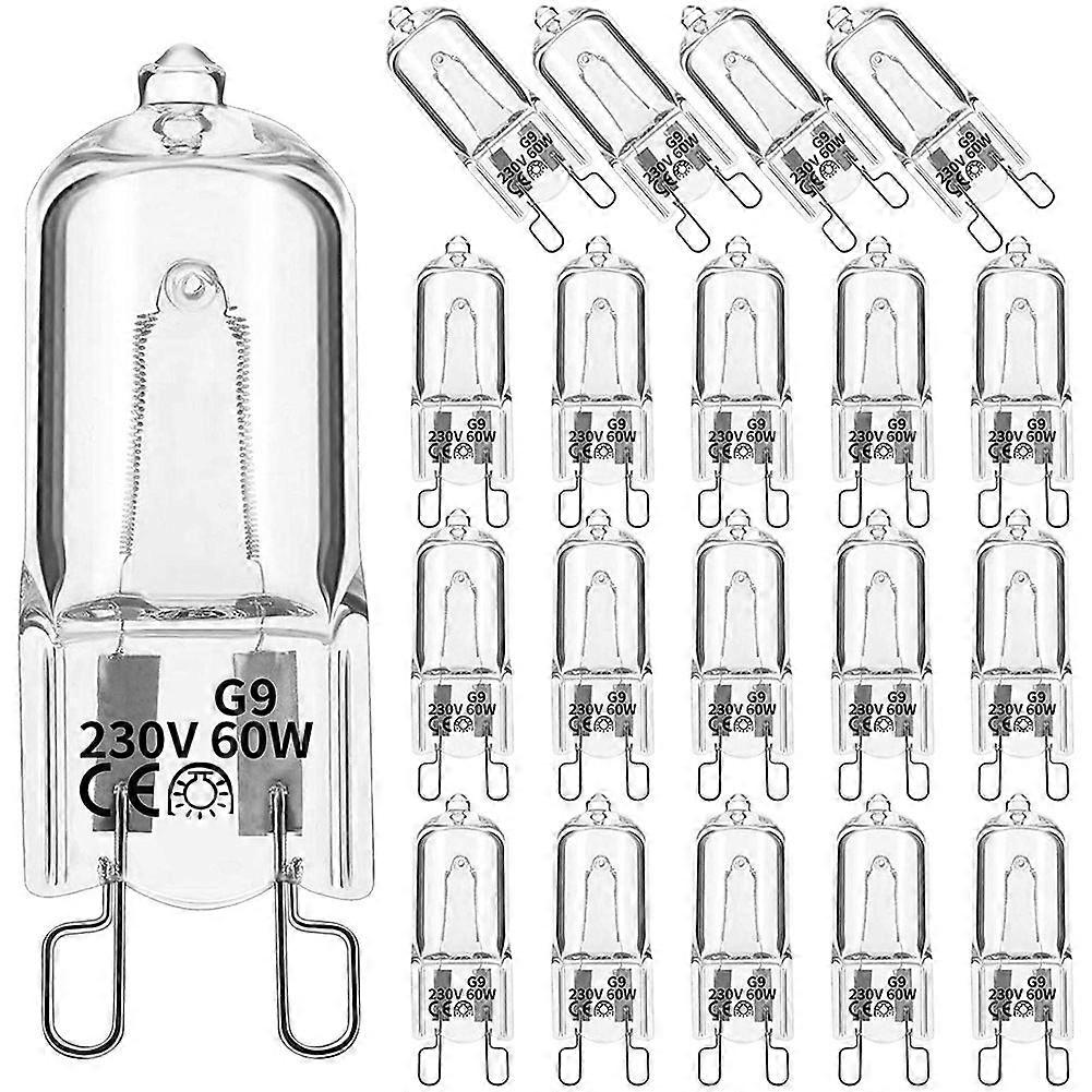 20Pcs G9 Halogen Light Bulbs,60W Clear Halogen Lamps Dimmable,Warm White 2800K for Chandeliers,Pendants,Landscape Lights