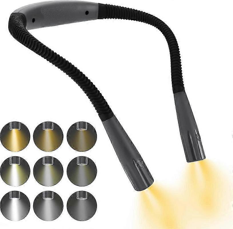 Reading Lamp, 3 Colors 3 Brightness, Usb Rechargeable Reading Lamp, Reading Light With 2 Independent Switches, Night Reading Magnifying Lamp--
