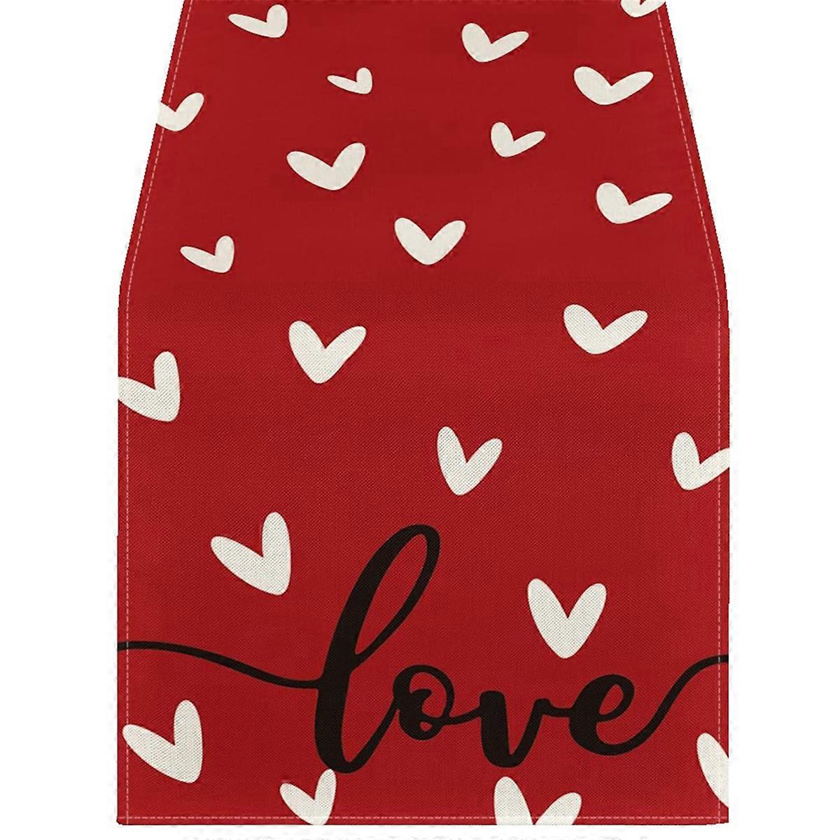 Red Love Valentine's Day Table Runner, Seasonal Anniversary