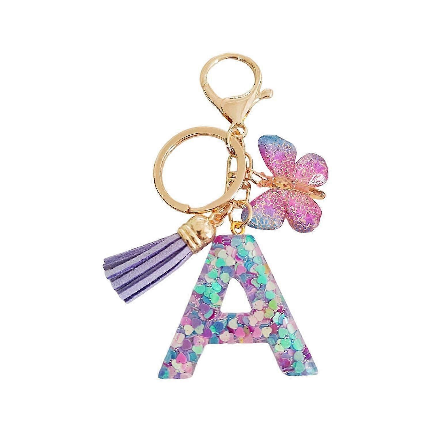 Butterfly Initial Letter Keychain Pendant Exquisite Practicality Backpack School Bag Decoration