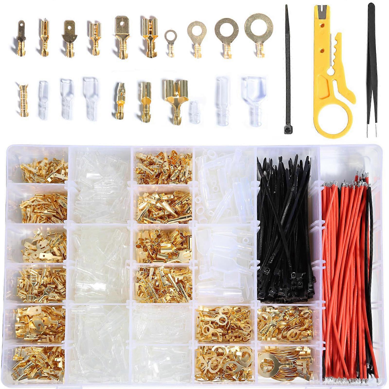 1450pcs Male Female Spade Connector set with Crimp Terminals Assortment Multifunction Spade Connector set for Wiring Projects