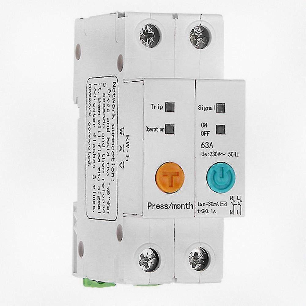 Single Phase Din Rail Wifi Smart Energy Meter with Leakage Protection for Remote Reading of Kwh and Watt Measurement