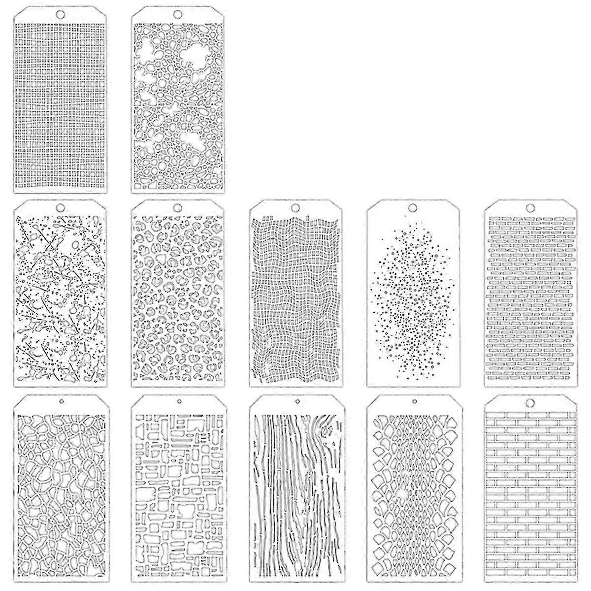 12 Pieces Stencils for Crafts, Brick Dot Layering Stencils Mixed Media Art Texture Stencils for Painting on Card Making