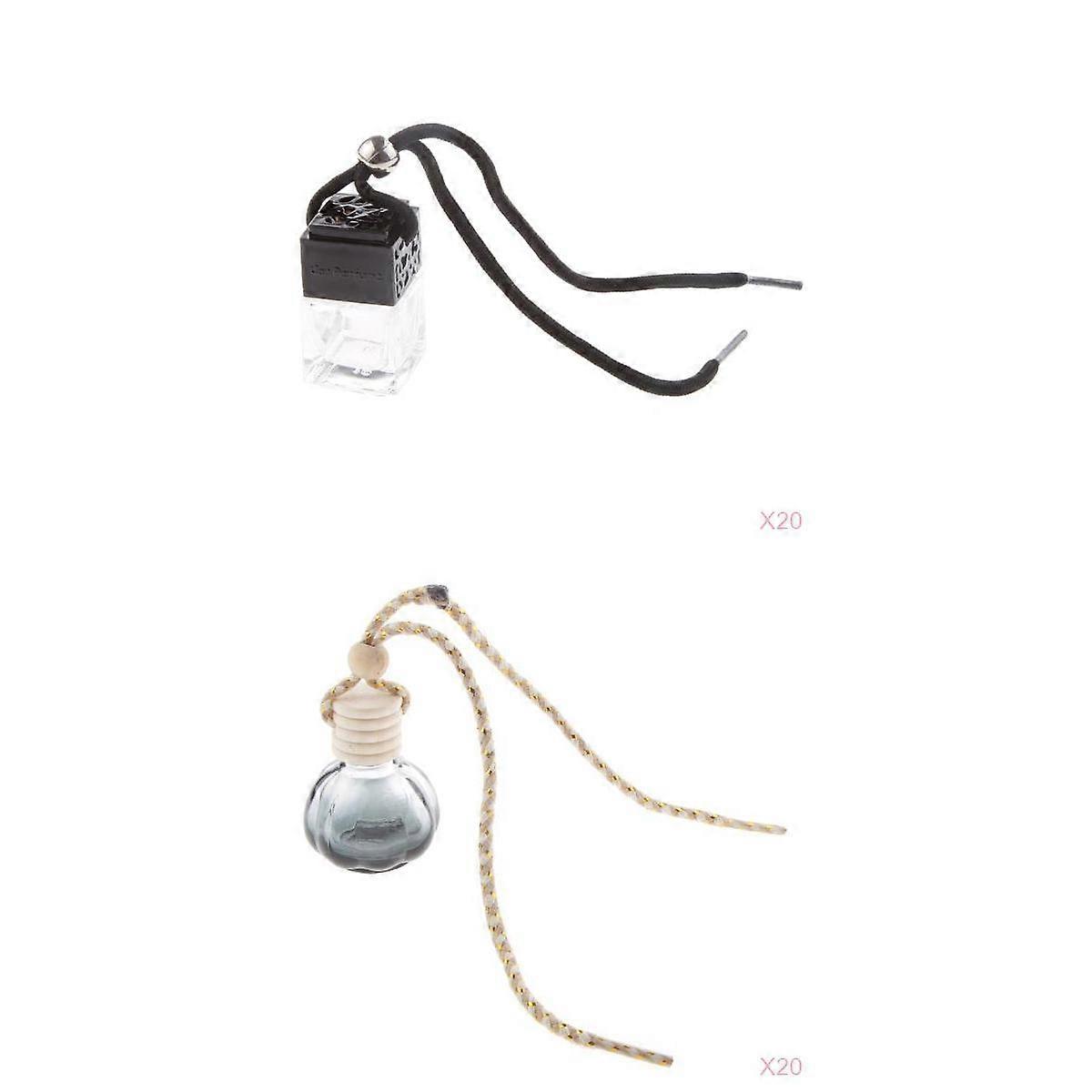 Charm Empty Glass Perfume Bottle Pendant for Car Hanging Decor Square 40-set