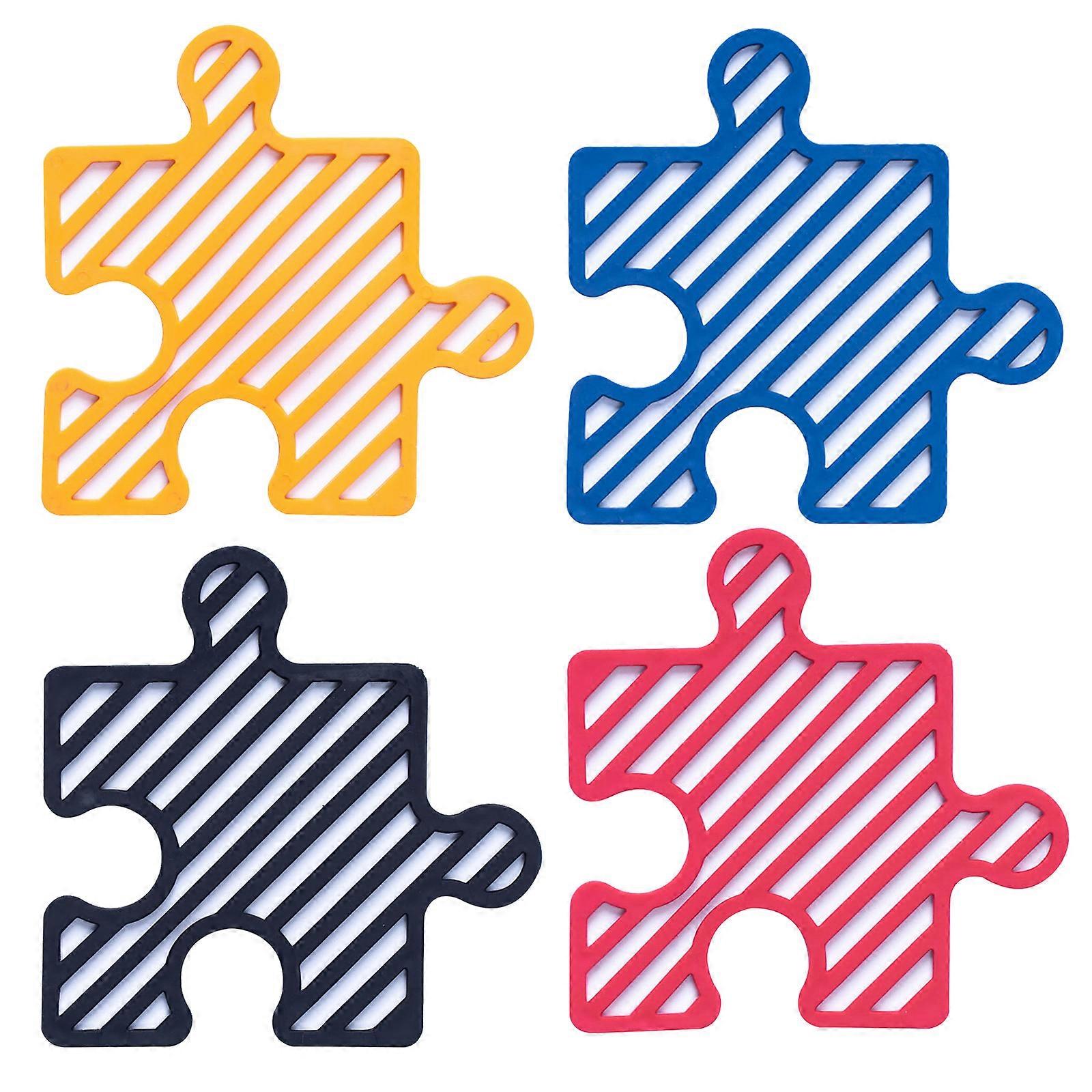 12cm Jigsaw Shape Simple Style TPE Heat Insulation Pad Protect the Desktop Pad Anti-scalding Pad 4 Colors
