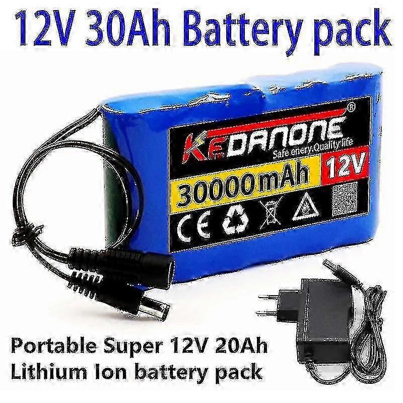 New Portable Super 12v 30000mah Rechargeable Lithium Ion Battery Pack Capacity Dc 12.6v 30ah Cctv Camera Monitor + Charger