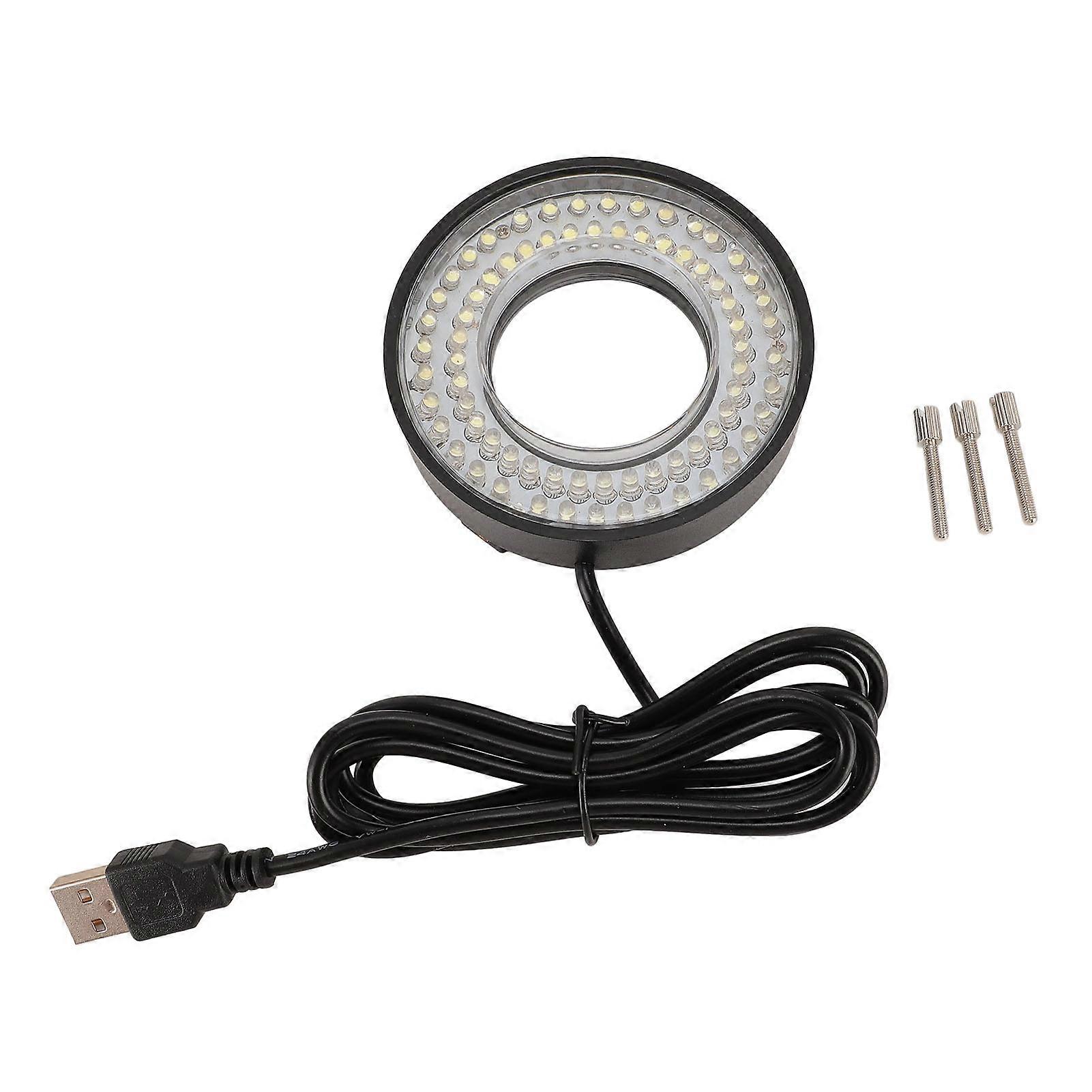Adjustable 72 LED Microscope Ring Light: 6500K-7500K USB Powered for Lab & Cameras