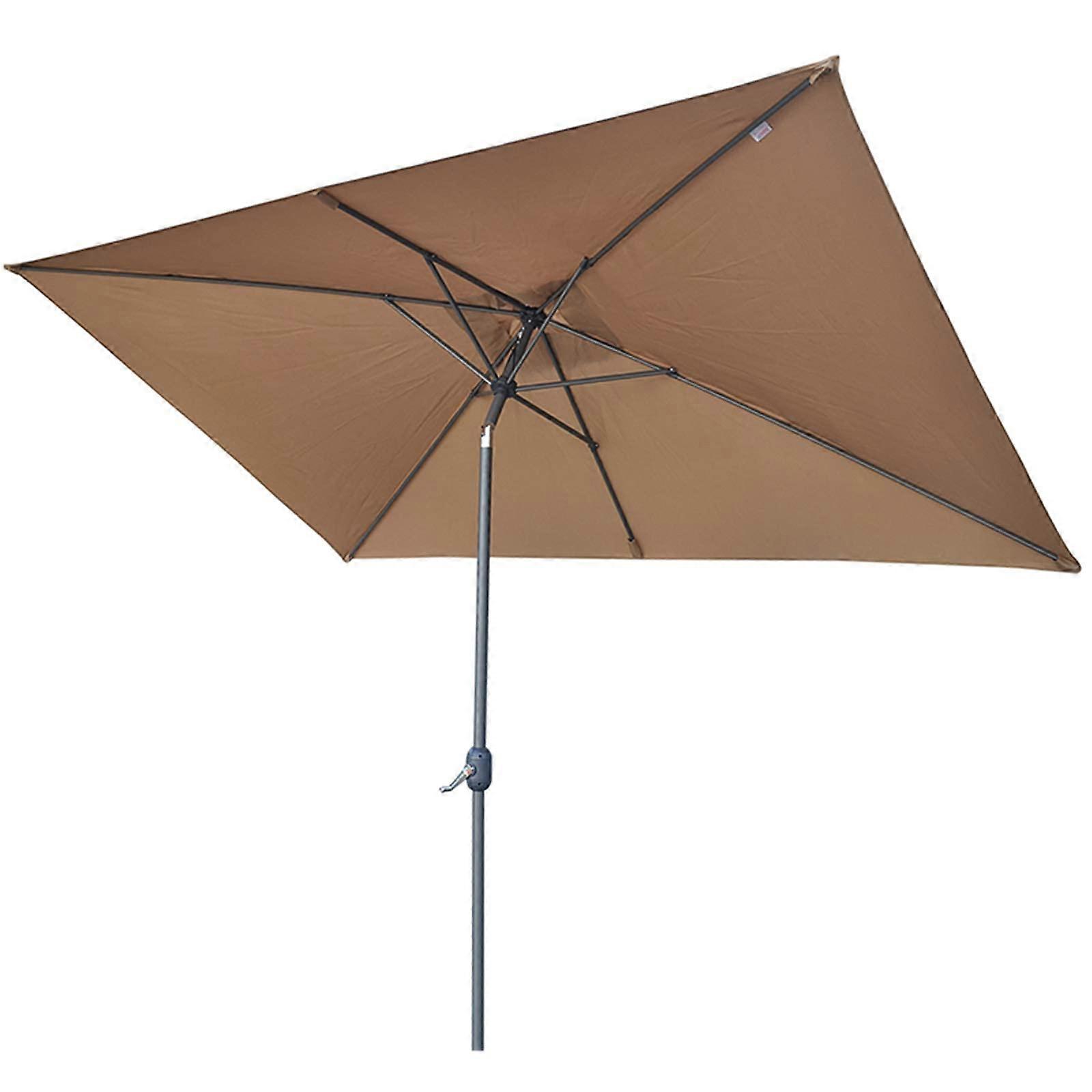 Rectangular Garden Umbrella 2x2 m Khaki Tilt Mechanism Outdoor Use Patio Terrace Courtyard