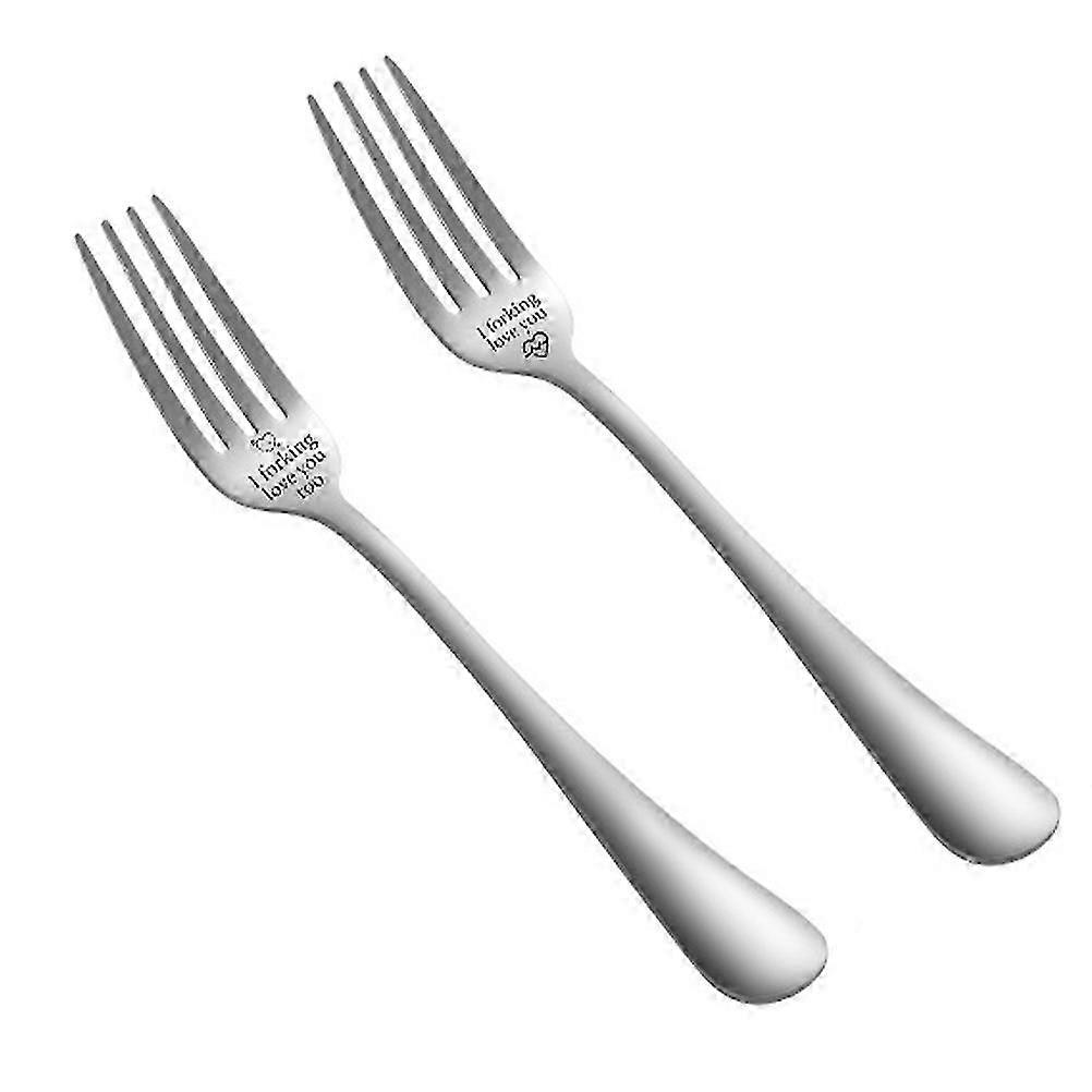2 Pcs Stainless Steel Forks Household Dessert Forks Simple Cutlery Feeding Tools