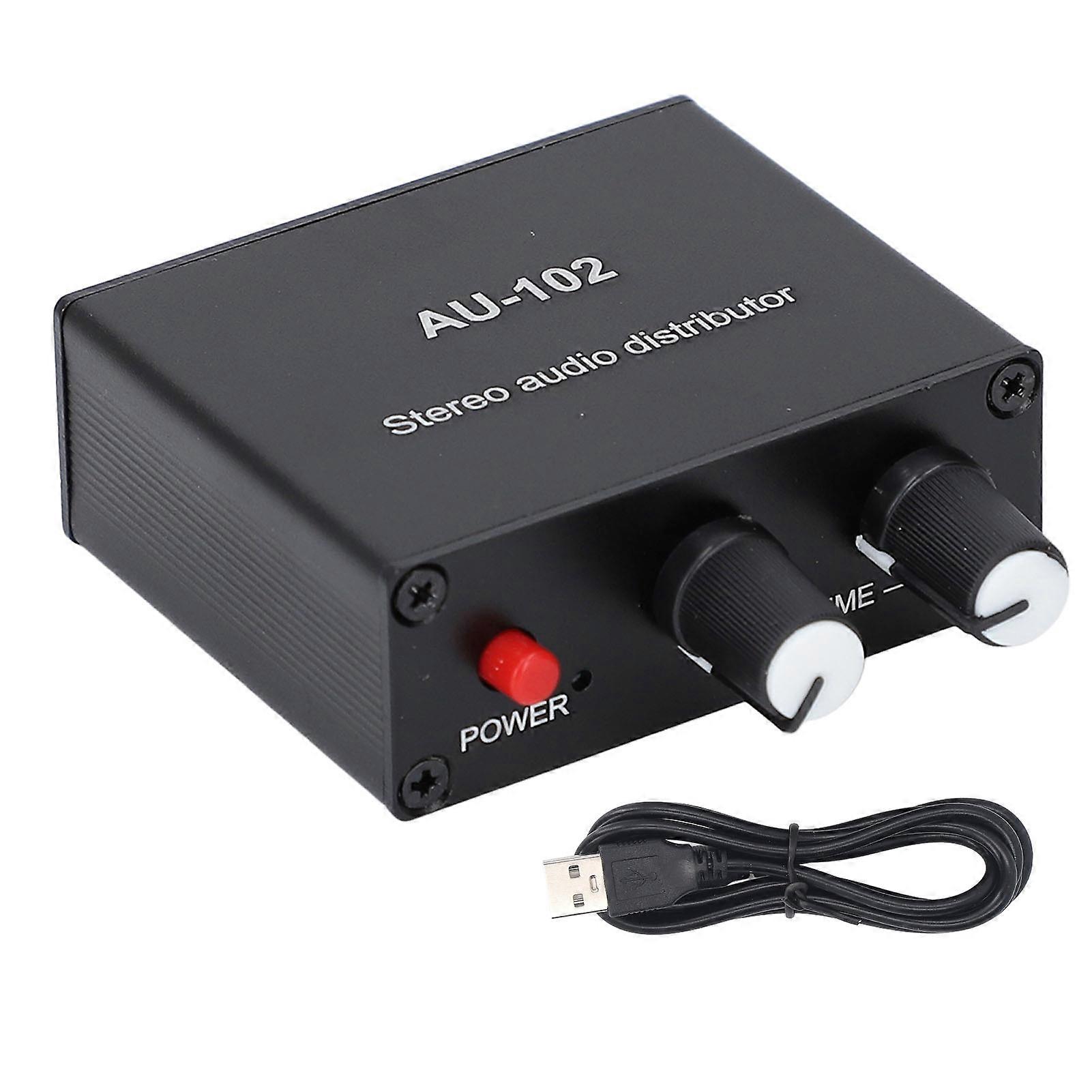 Active Sound Distributor 2 Way Mini Small Amplifier 1 in 2 Out with 3.5mm Interface Independent Volume Control DC5V