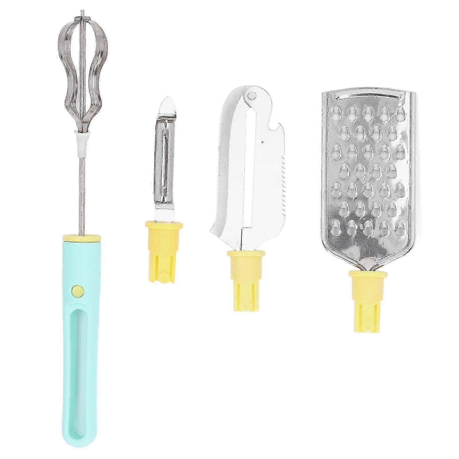 4pcs Stainless Steel Kitchen Gadget Set - Egg Beater, Digging Knife, Grater
