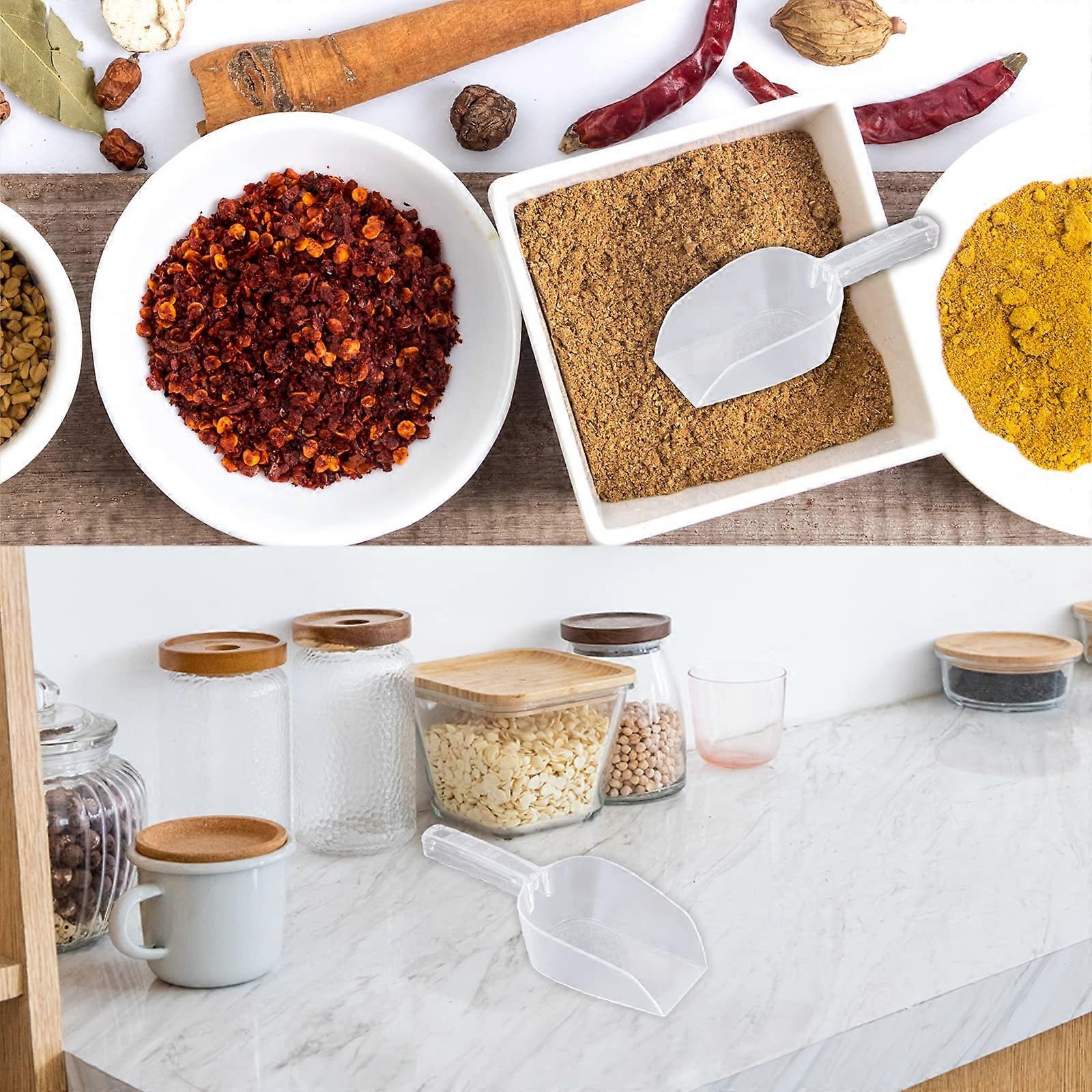 2 Pcs Measuring Transparent Plastic Shovel Kitchen Scoops