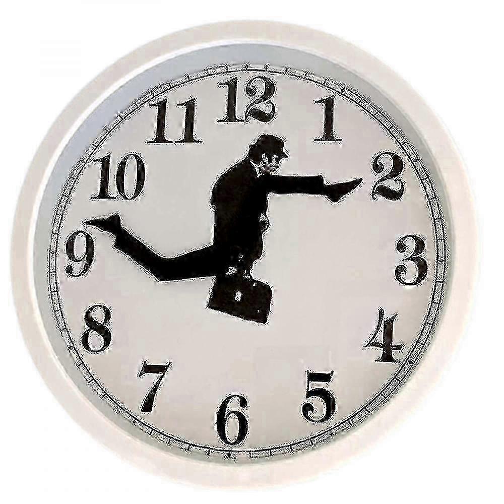 Innovative Silent Creative Wall Art Featuring a Mute Inspired Silly Walk Clock 25-26s