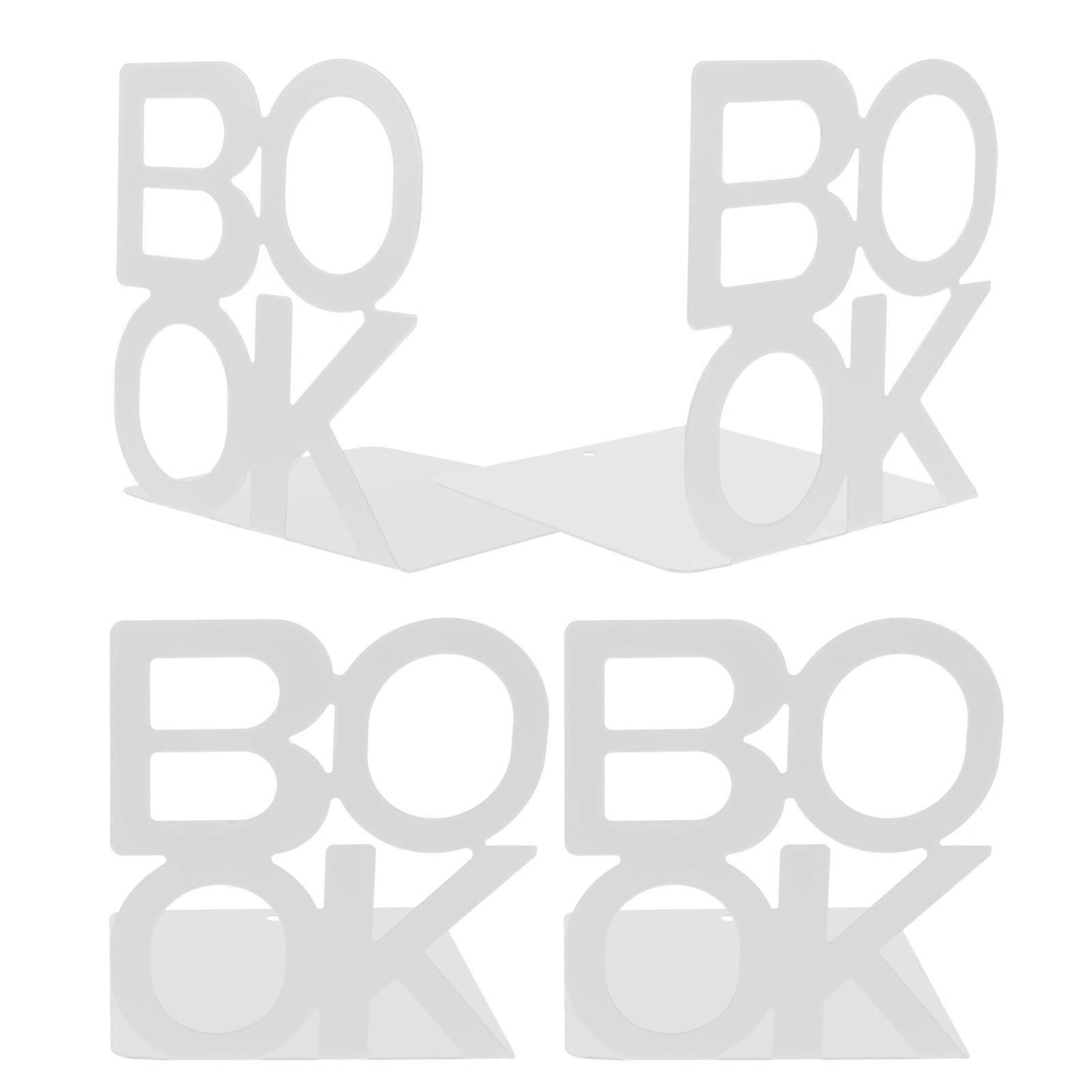 4pcs Metal Bookends with Non Slip Pads – Book Holders for Shelves, Desks, Office & Home – Keeps Books & Magazines Organized