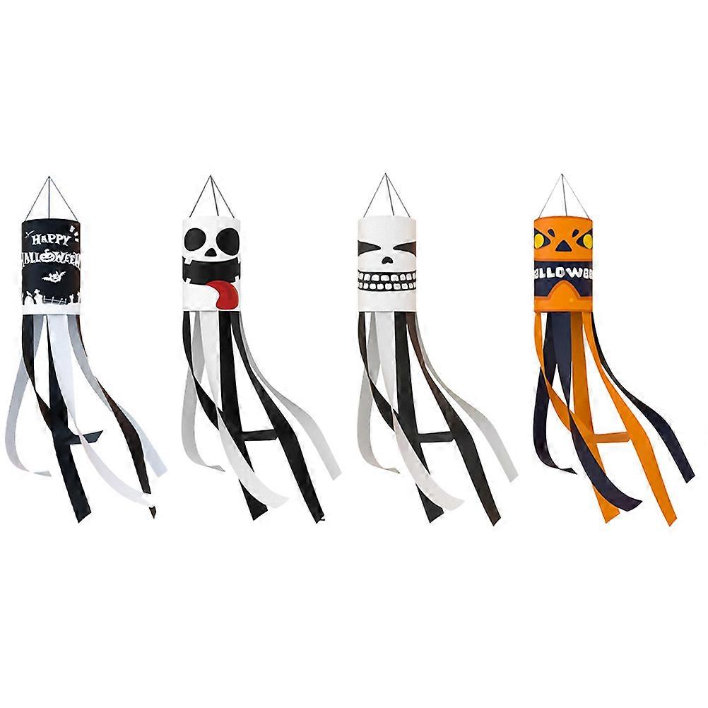 ליל כל הקדושים קישוטים חיצוניים תליית ליל כל הקדושים דגל גרב רוח גלילי מגוון צבעים 100 ס"מ דקורטיבי 4 יחידות