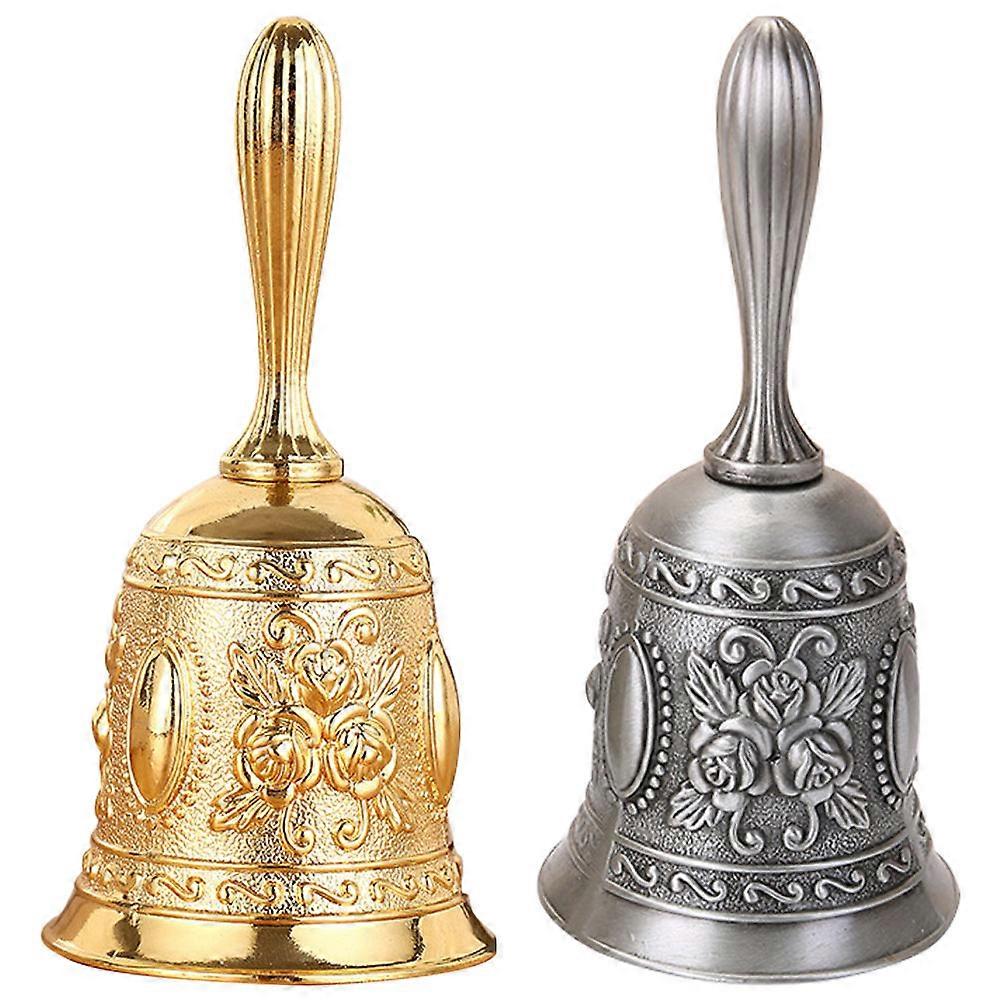 Handheld Bell Table Bell Call Attention Rose Gold 11.5x5.3cm European Style 2Pcs