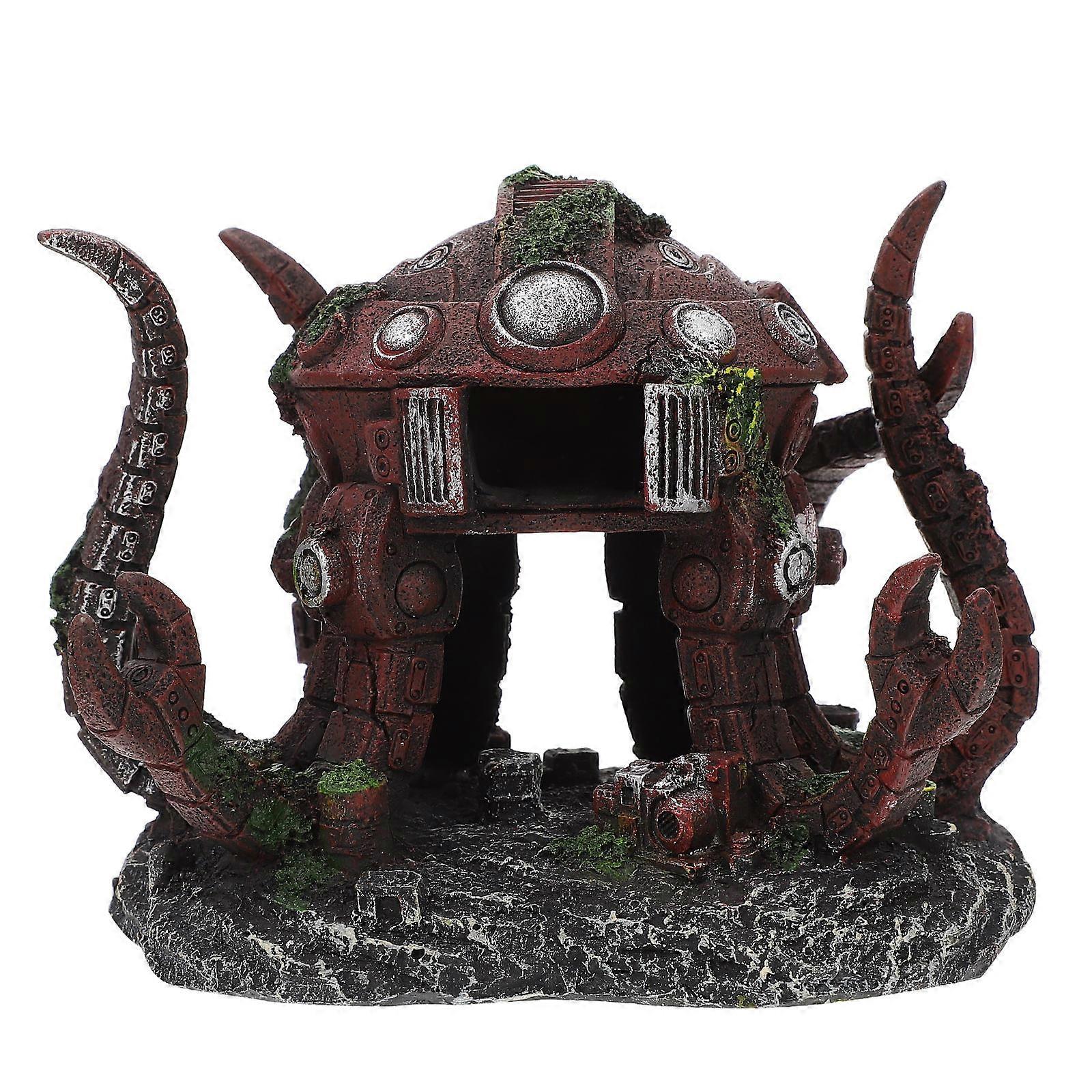 Fish Tank Statue Resin Robot Octopus Decor For Fish Enthusiasts And Home Decor Lovers 17X14X12CM 1Pcs