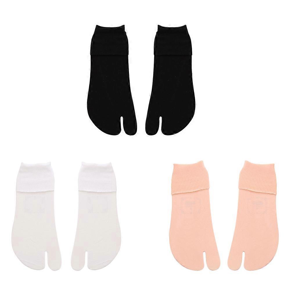 Socks for Women and Men Summer Use Toe Separation Breathable Slipper Socks Black Grey Skin Color 3 Pairs