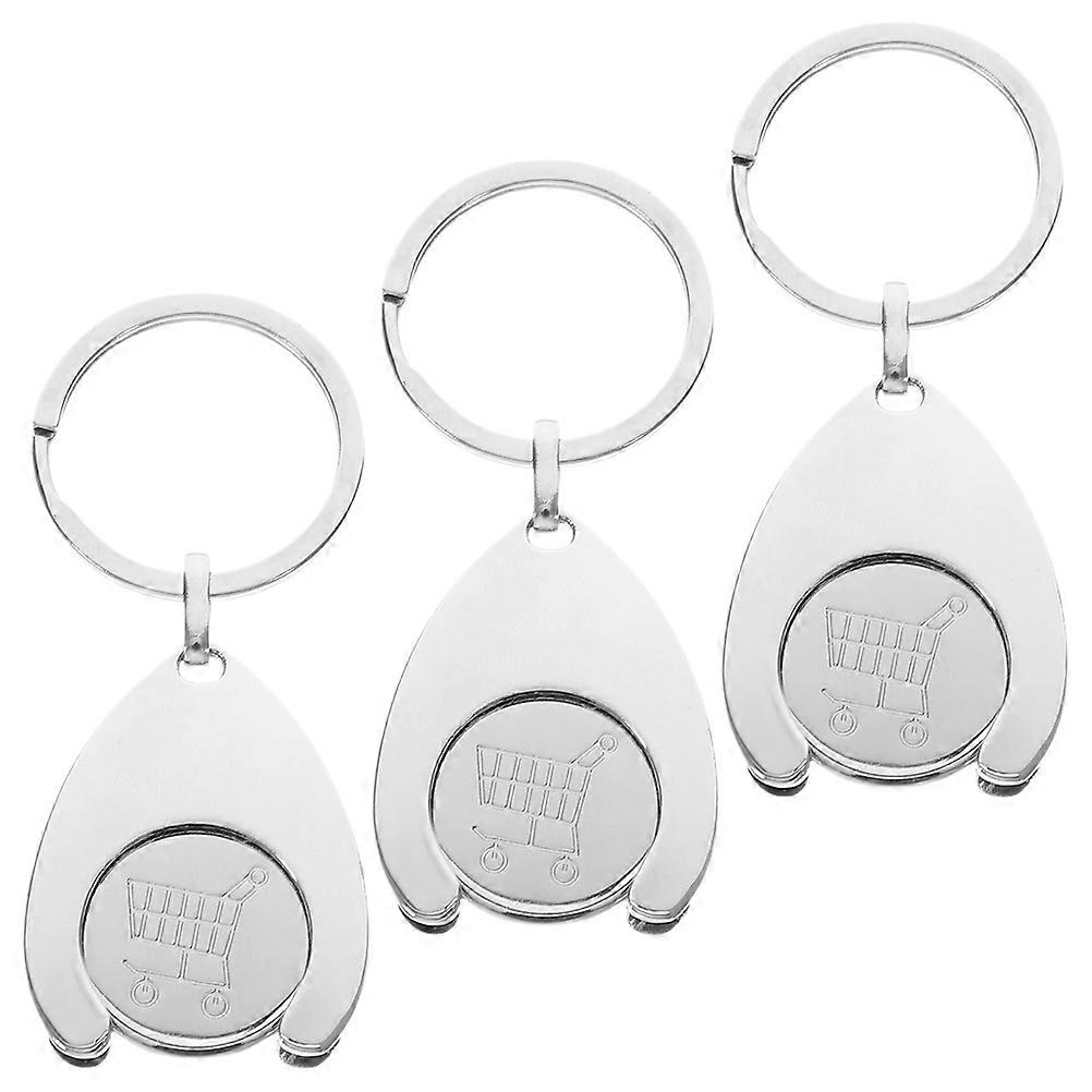 Metal Trolley Token Keyring for General Users in Silver 3Pcs