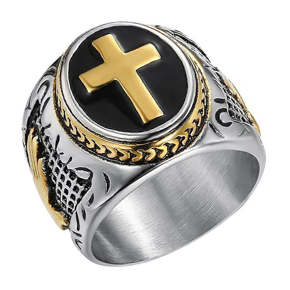 Krydsringe til mænd Retro Krucifiks Rustfrit Stål Ring Fødselsdagsbal 1stk