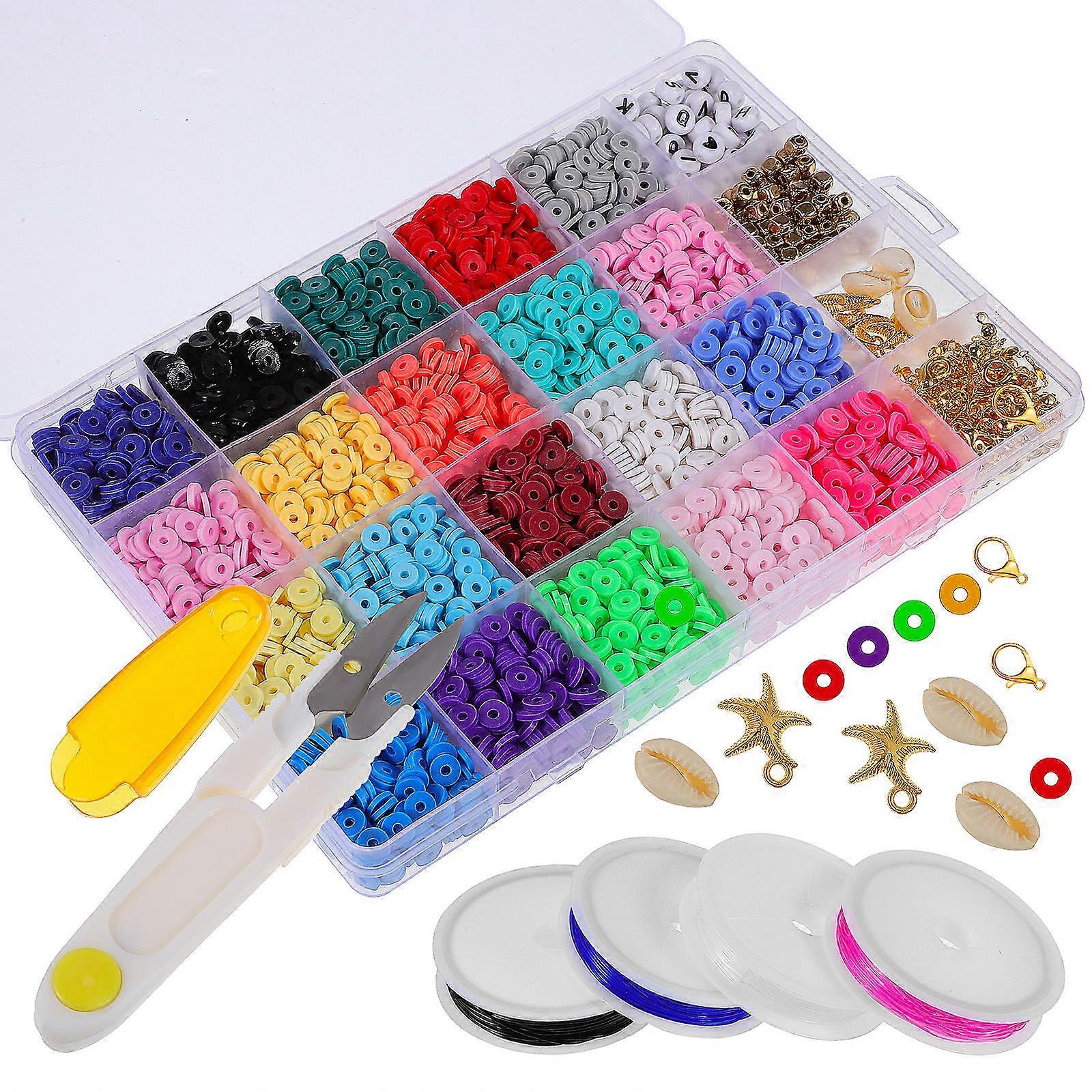 Clay Beads Strands Polymer Clay Beads Bohemian Necklace Bracelet Earrings Assorted Color 18.50X12.40X2.00CM 1 Set