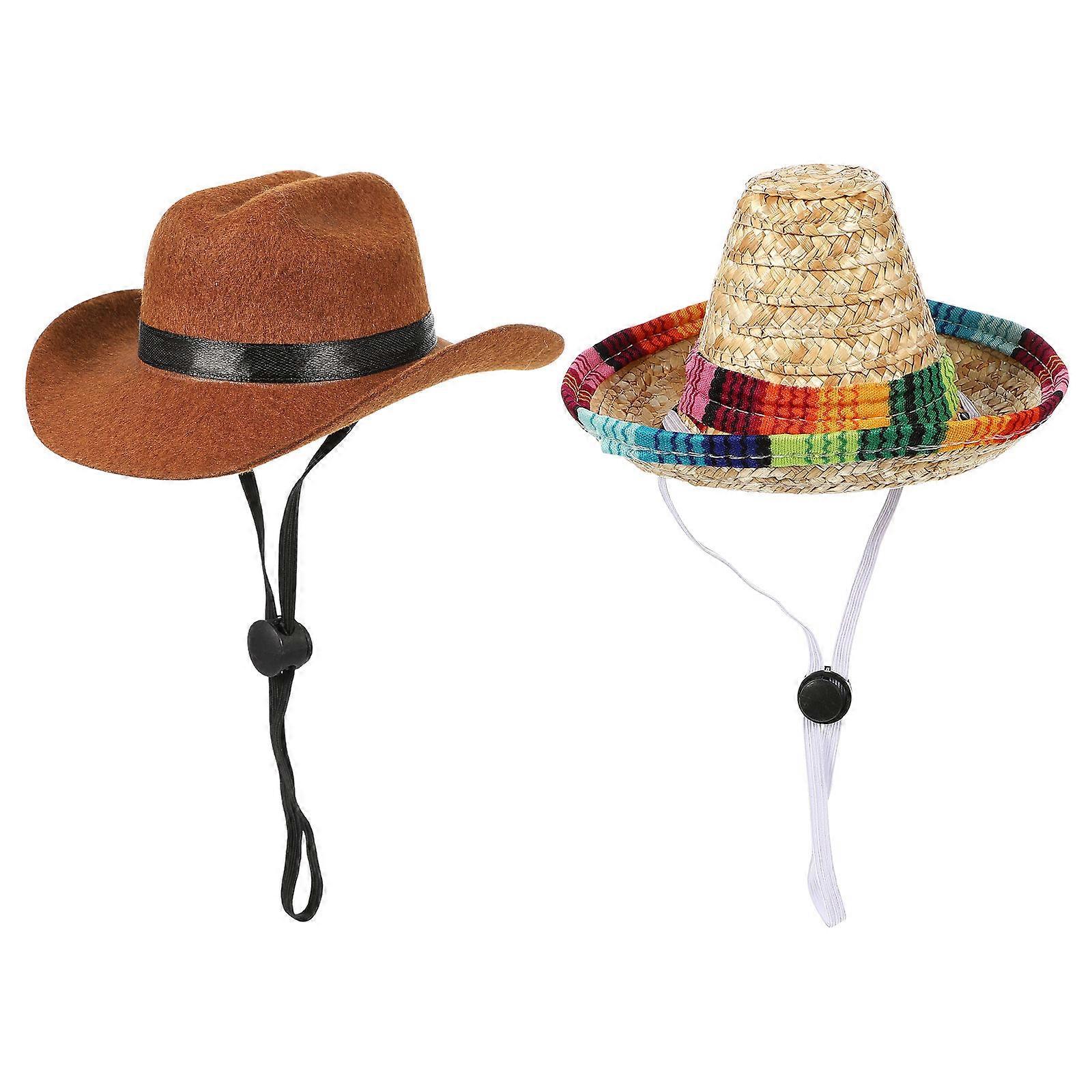 Dog Hats for Small Dogs Pet Hat Fabric Material for Party and Travel 2Pcs