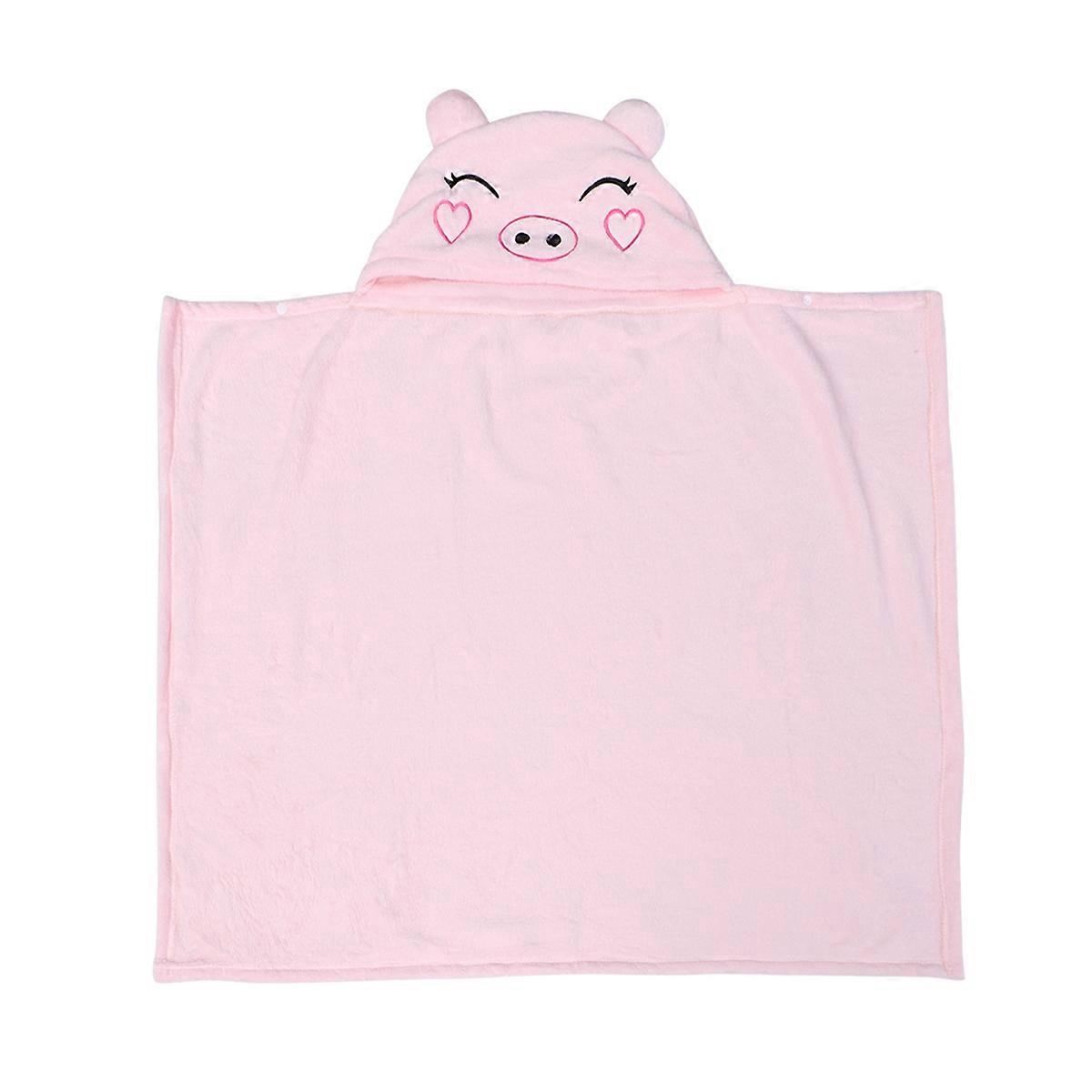 Blanket Shawl Cartoon Piggy Cloak Blanket Rest Sleeping Pink 107 x 93 x 0.5cm Short Plush Multi Function 1Set