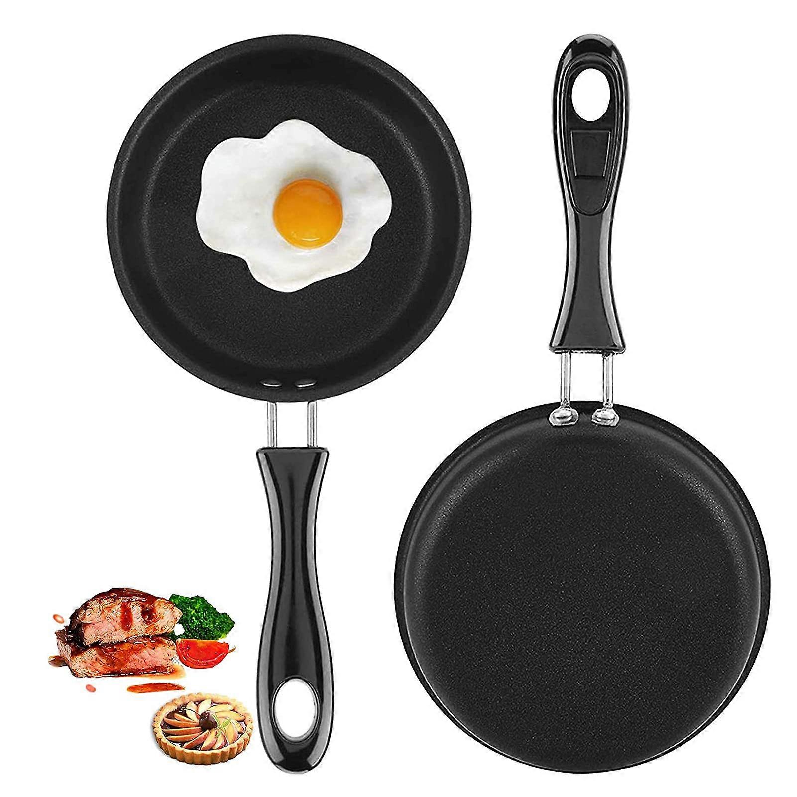 Mini Frying Pan Set Induction Compatible, 12 cm, Riveted Handle, Black, For All Cookers