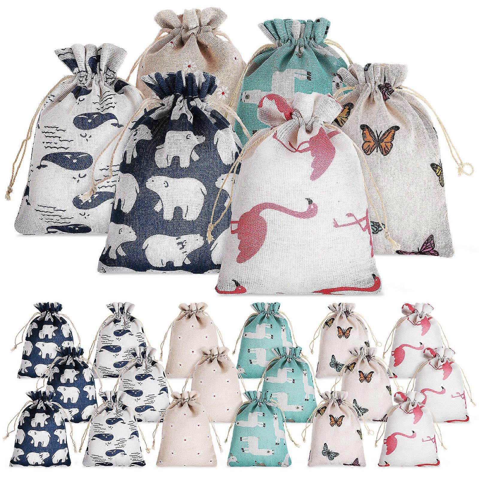 Jute Bags With Drawstring Small Jewelry Bags Portable Reusable Storage 24Pcs