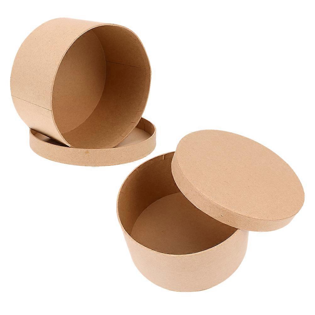 Small Round Kraft Paper Boxes with Lids – 2 Pack for Cakesicles, Cookies, Cosmetics, Jewelry, and DIY Craft Storage – Sturdy Cardboard Packaging for