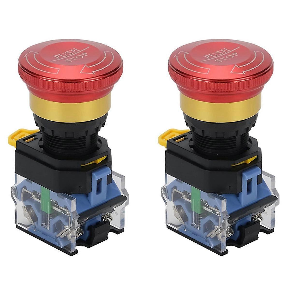 Emergency Stop Button 10A 22mm Latching Push Button Switch, 1NO 1NC